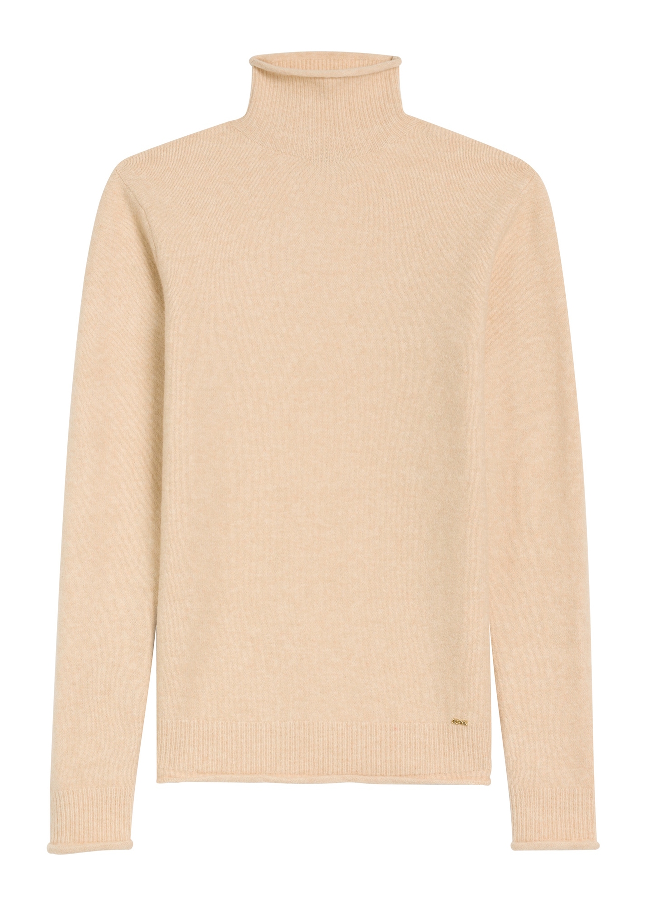 Beige women's turtleneck sweater SWEDT-0241-80(Z25), front product view on white background.