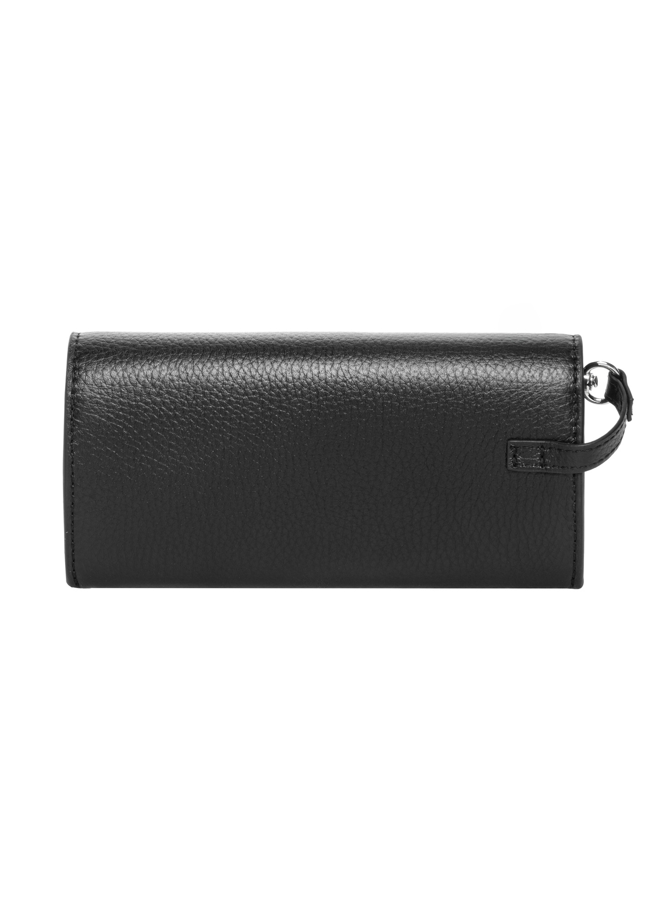Black leather glasses case PORES-1014R-9I(Z26), product view from the back on a white background.