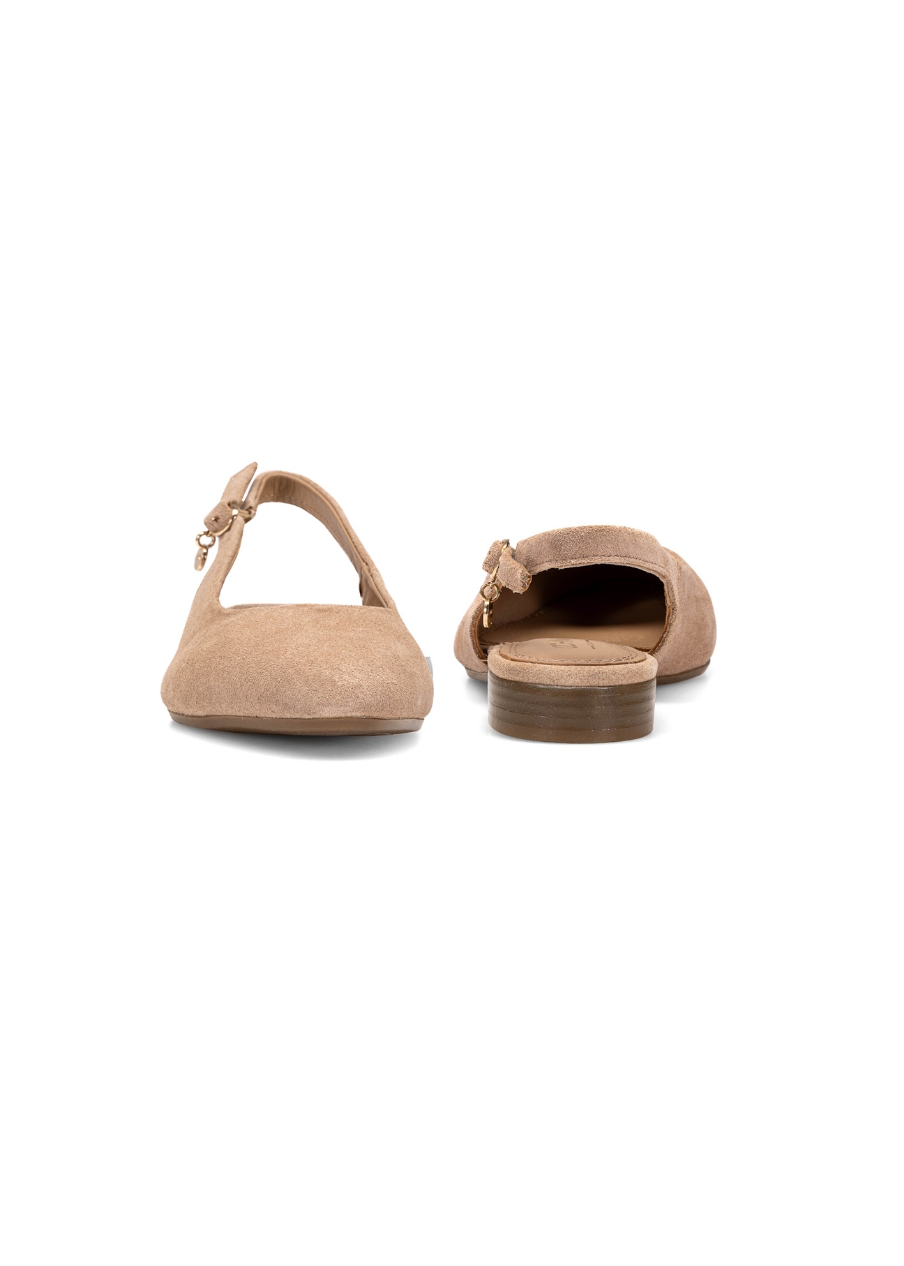 Beige suede ballerinas without heel BUTYD-1051A-81(W25)-04
