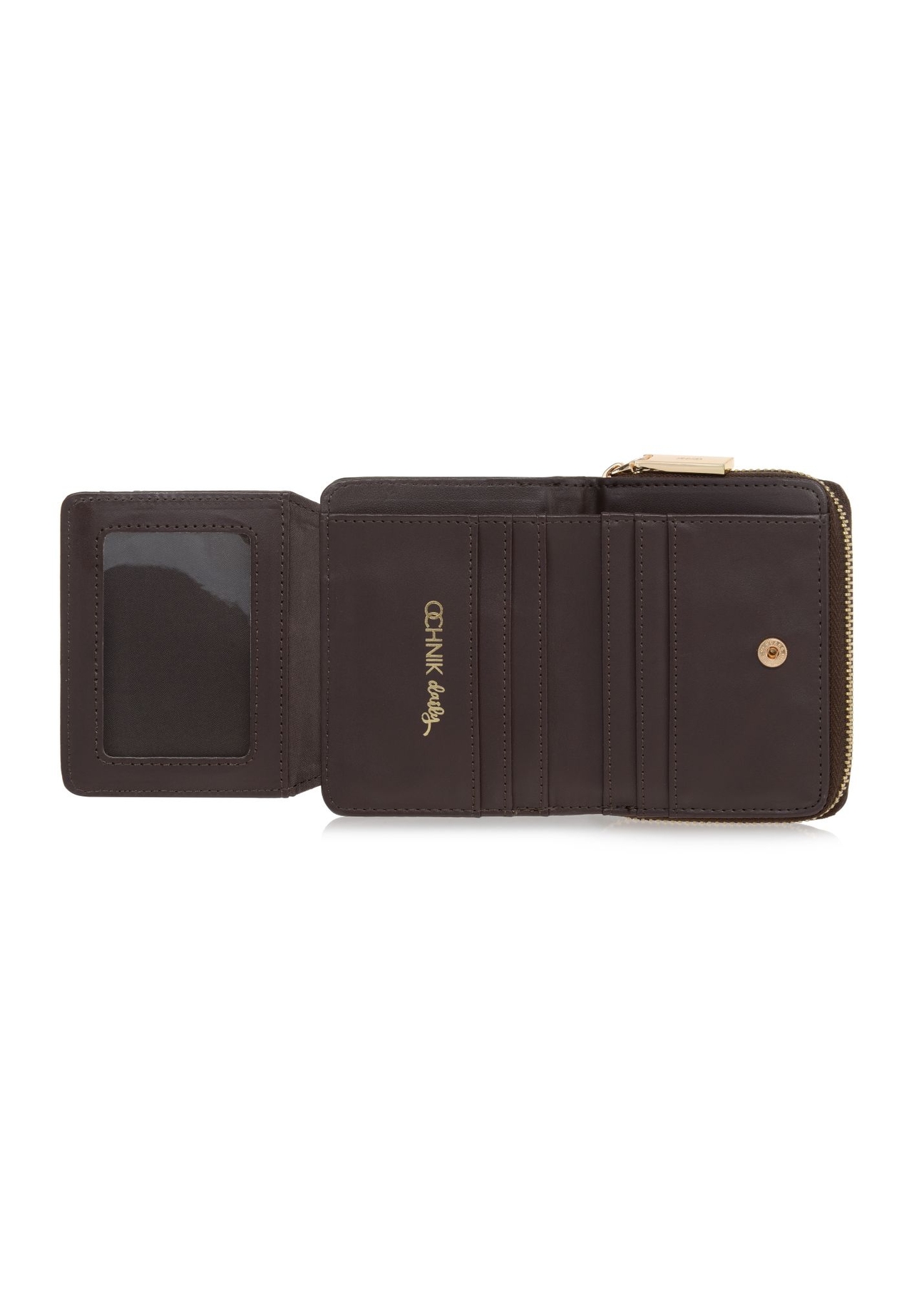 Small brown women's croco wallet POREC-0352A-90(Z25), product view inside on white background.