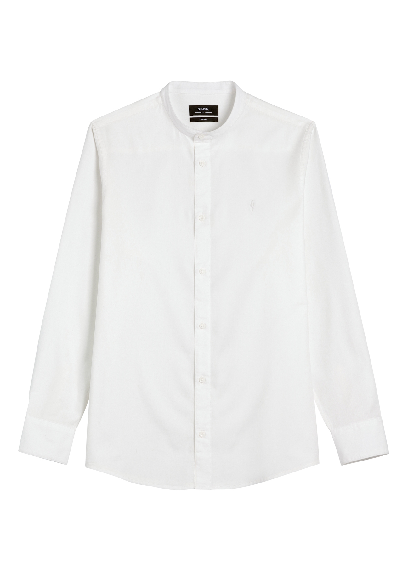 Cream cotton men's shirt KOSMT-0326-0B(W26) - front product view, on white background.