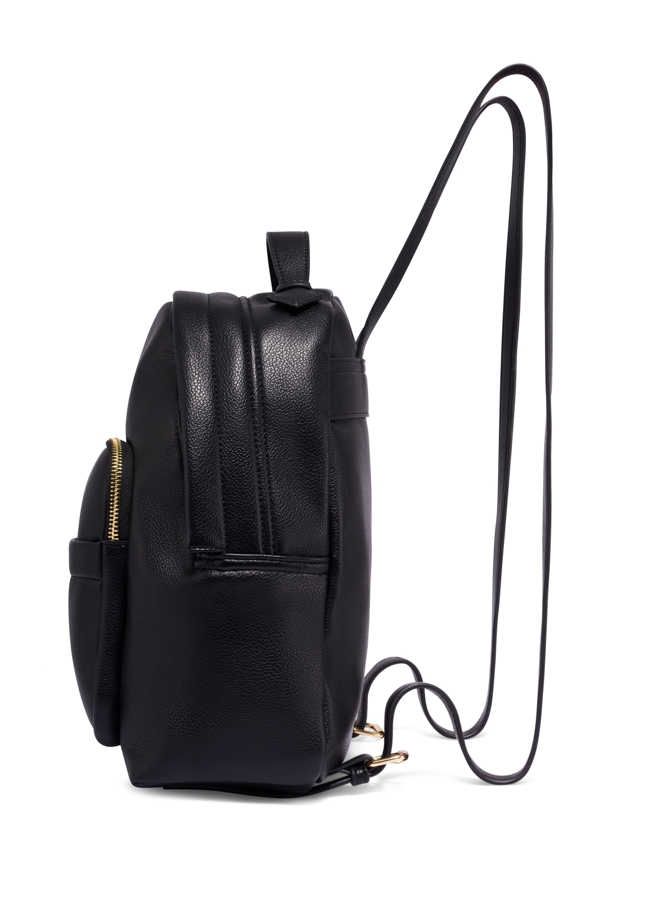Black women's backpack TOREC-1253-9I(Z26) - side view of the product, on a white background.