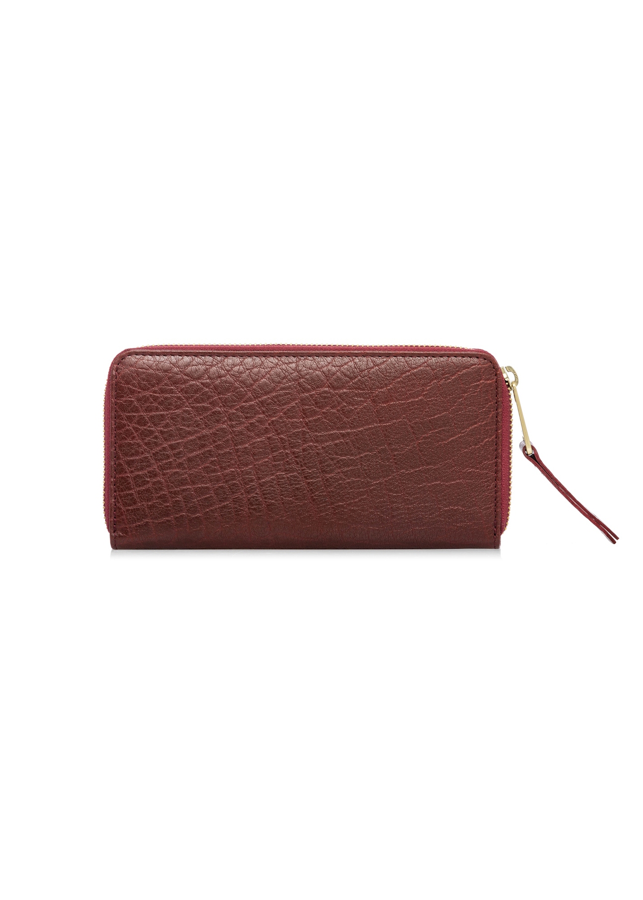 Dark red leather women's wallet PORES-0985-4C(W26), product view from the back on a white background.