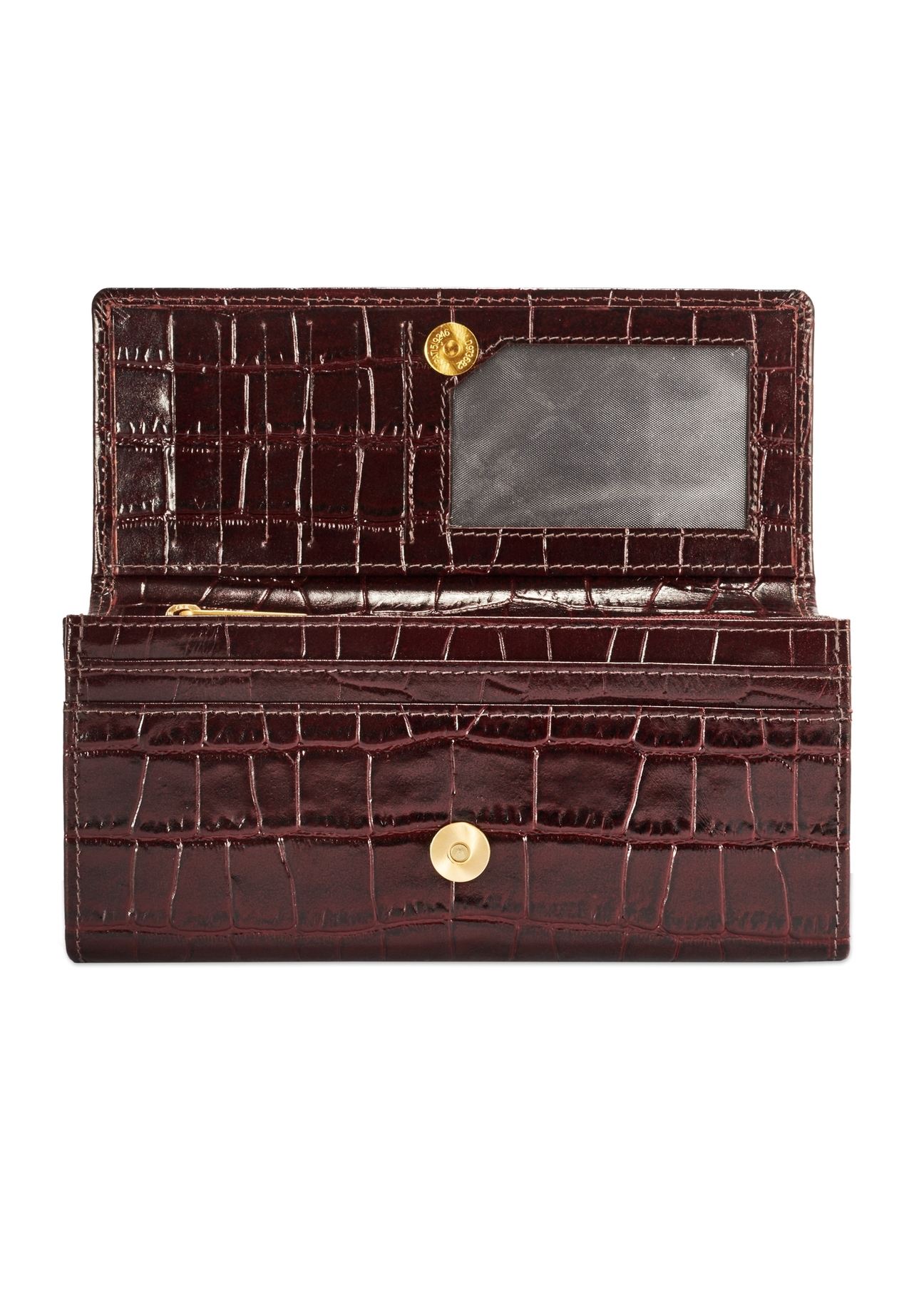 Women's leather burgundy wallet PORES-0889B-49(Z25), product view from the inside on a white background.