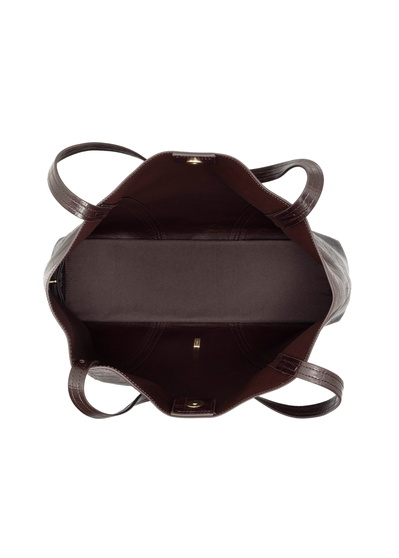 Burgundy croco women's shopper bag TOREC-1304-4D(Z26), product view inside on white background.