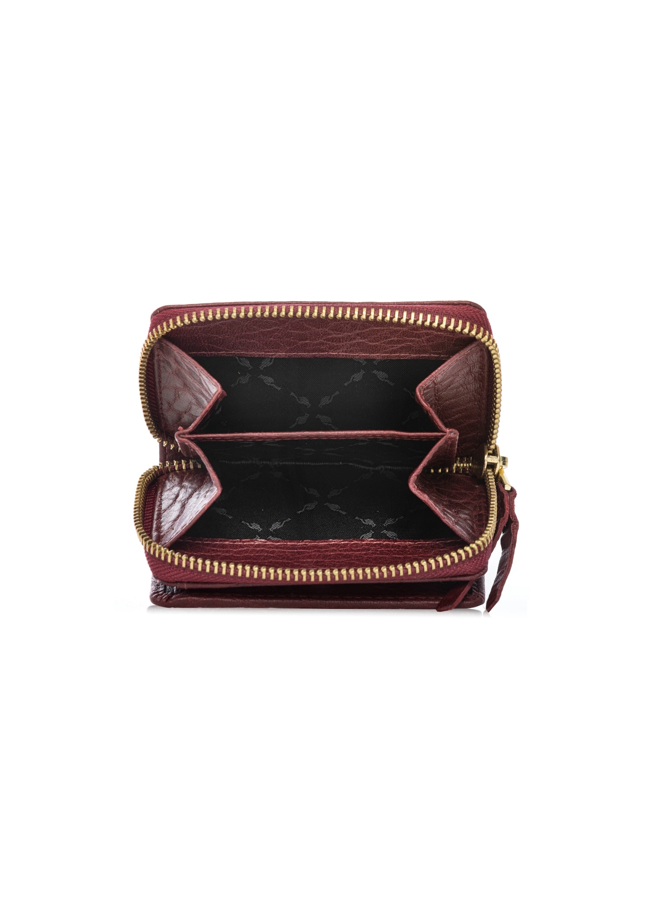 Small red leather women's wallet PORES-0815-4C(W26), product view inside on white background.