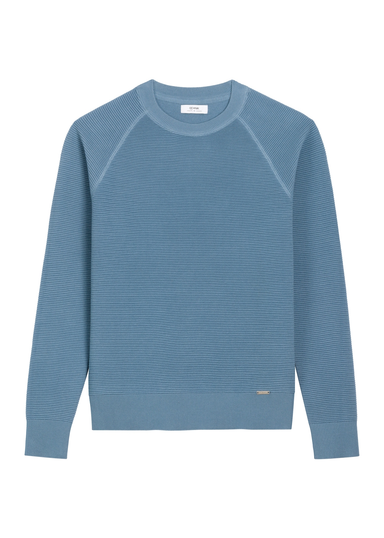 Men's blue ribbed sweater SWEMT-0193-7B(Z26) - front product view, on a white background.