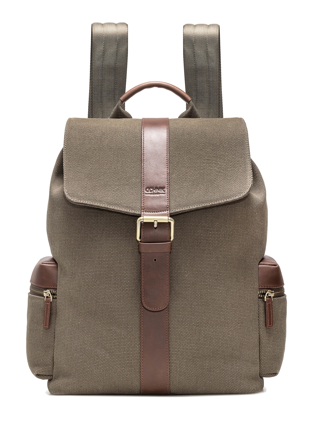 Men's khaki backpack TORMN-0371-55(Z25), front product view on white background.