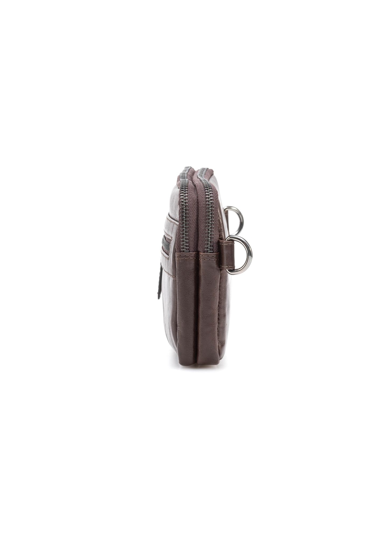 Brown men's leather waist bag TORMS-0462-1H(Z26), side view of the product on a white background.