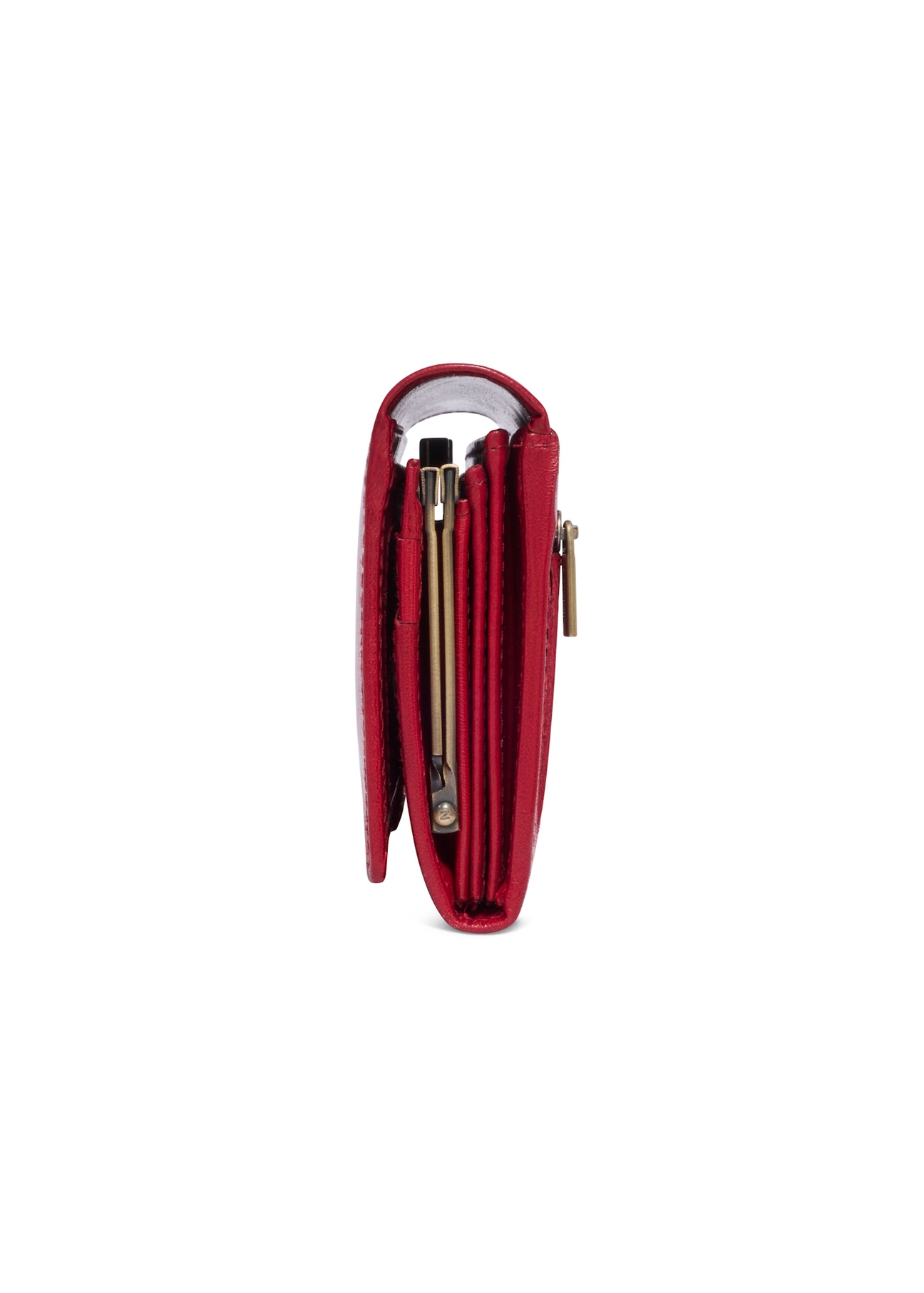 Large red women's wallet PL-187-4B(KS), side product view on white background.