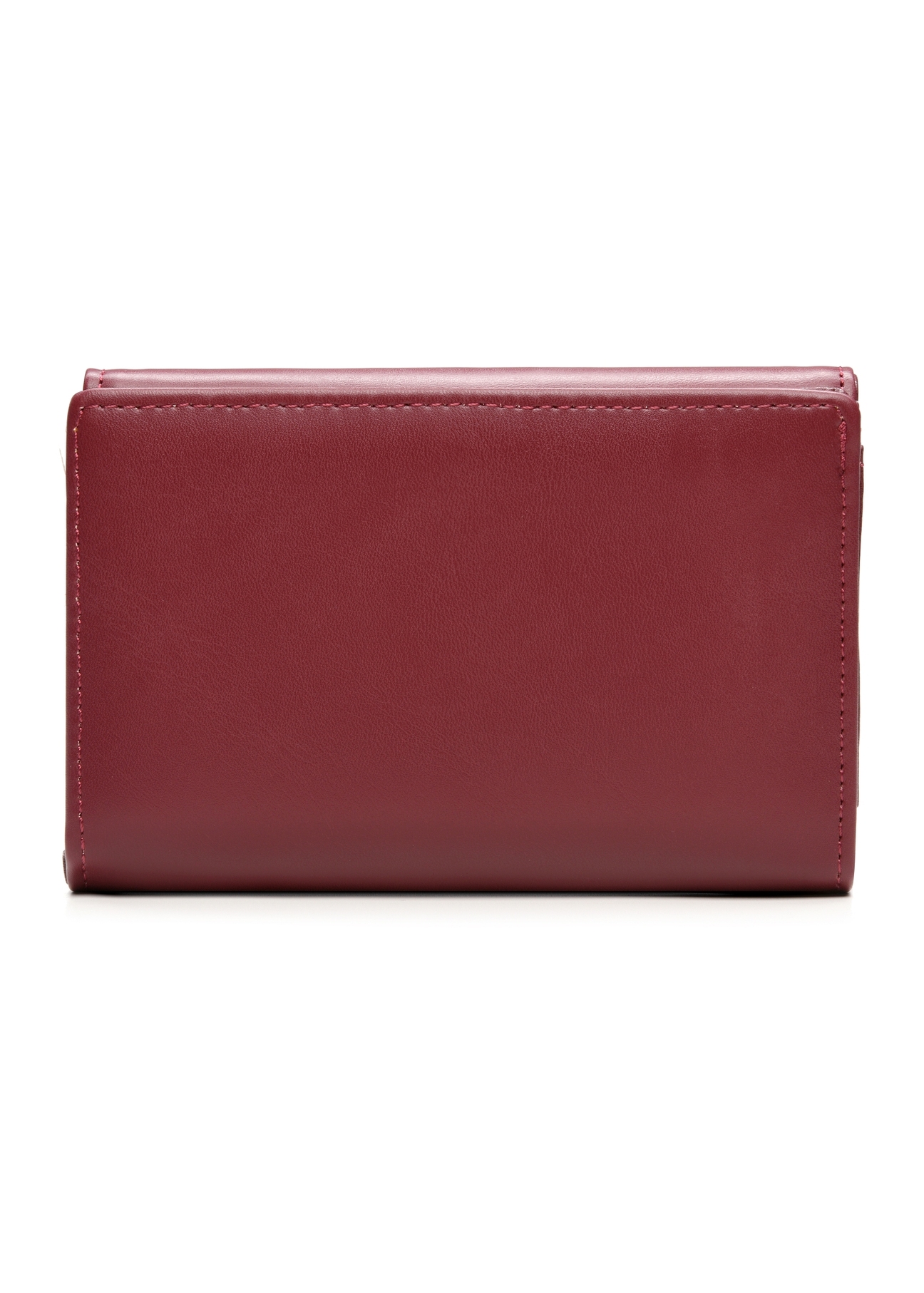 Burgundy women's wallet POREC-0426-49(Z25), product view from the back on a white background.