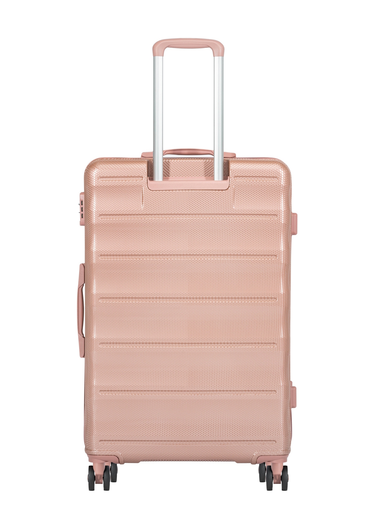 Large suitcase on wheels WALPC-0015-5B-28(W26), product view from the back on a white background.