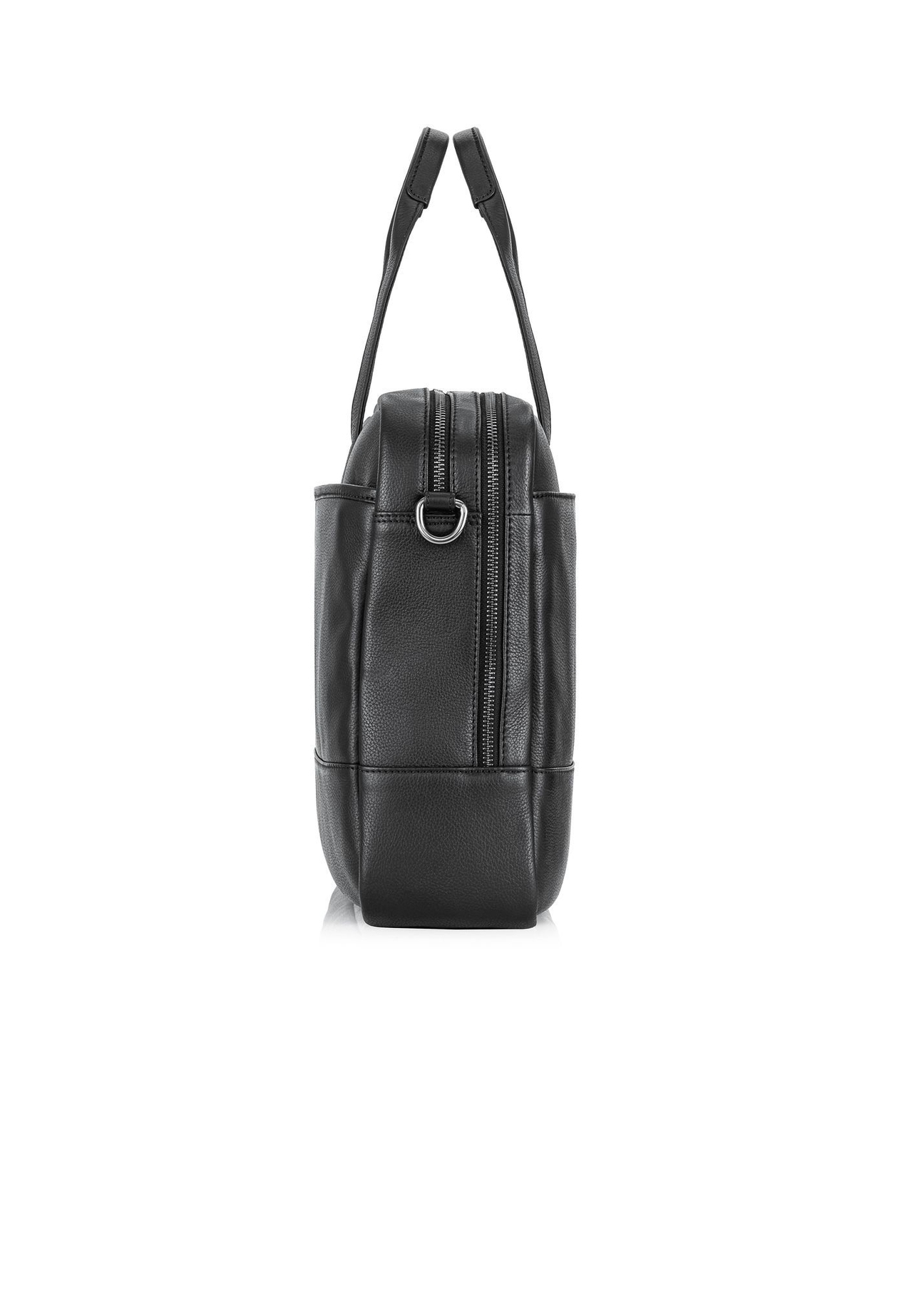 Black leather men's bag TORMS-0015R-9I(W26) - side product view, on white background.