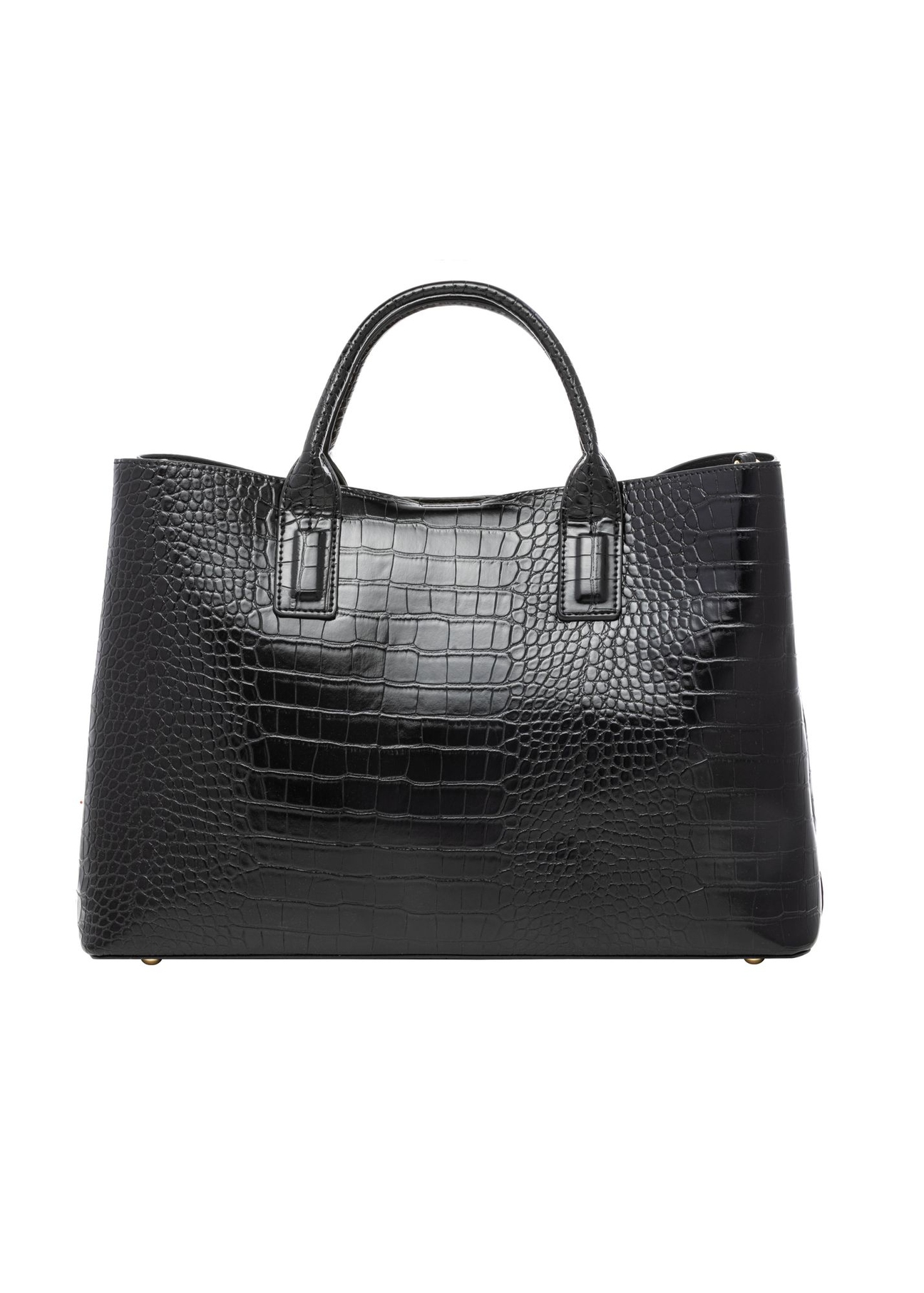 Black large croco bag TOREC-1332-9G(Z26) - product view from the back, on a white background.