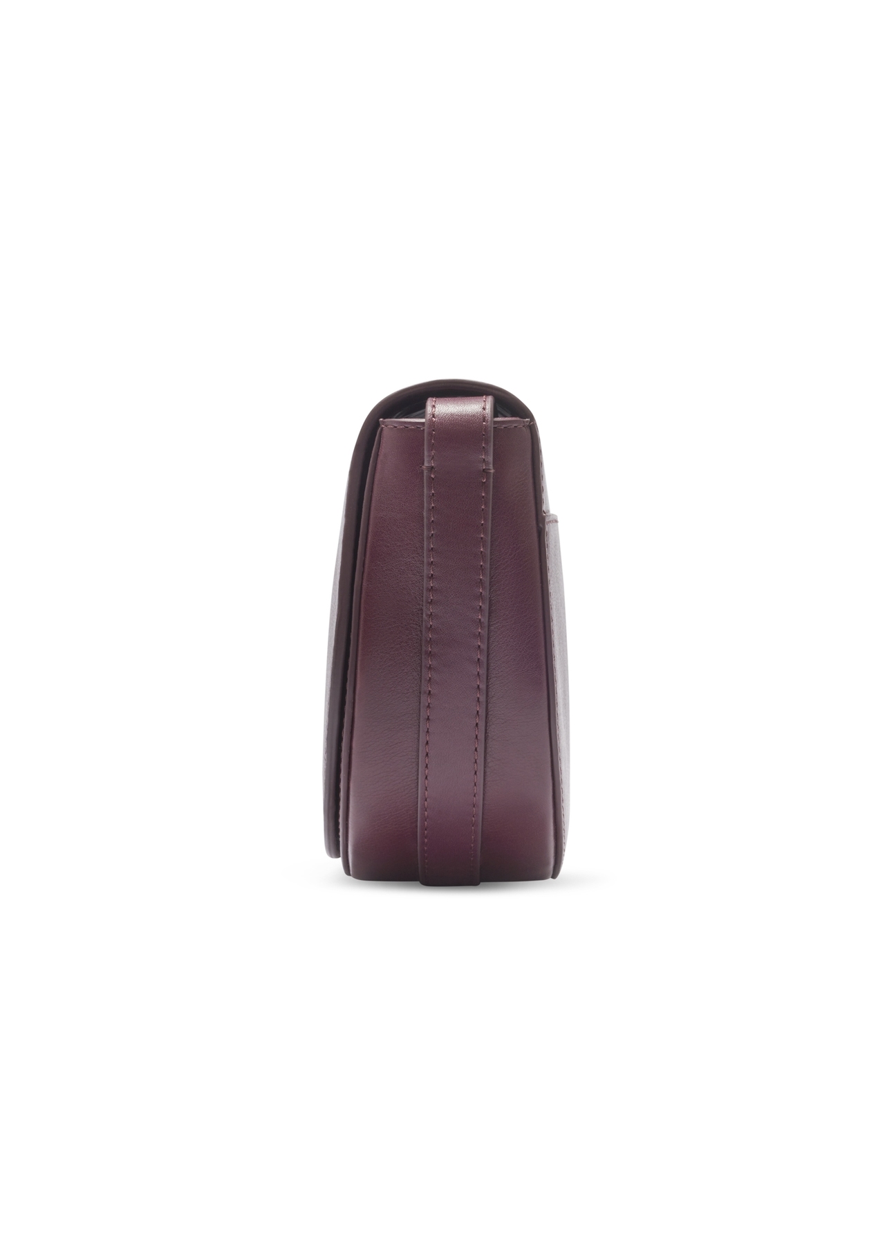 Women's burgundy leather messenger bag TORES-1352-4D(Z26), side product view on white background.