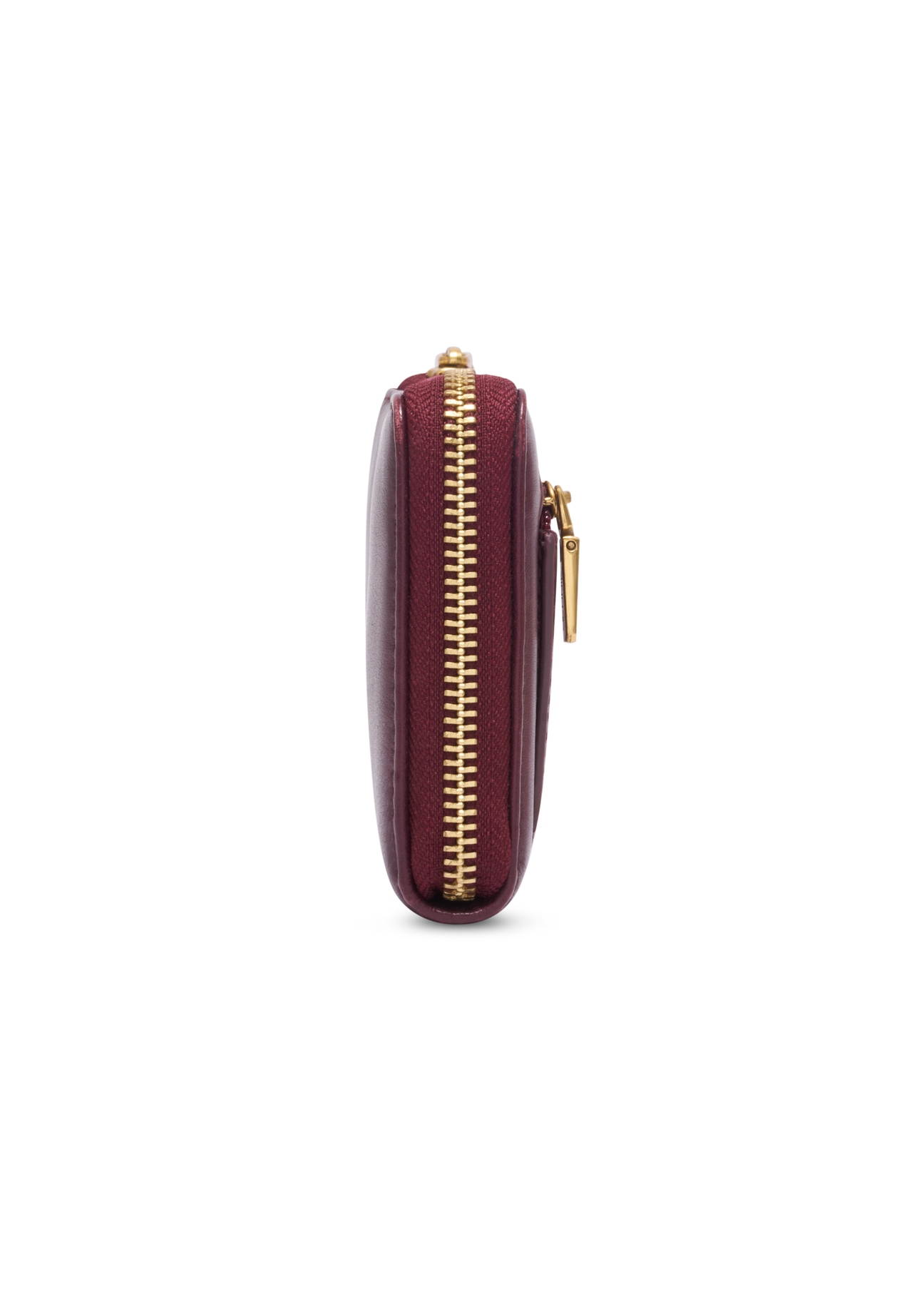 Burgundy women's leather wallet PORES-0997-4D(Z26), side view of the product on a light background.