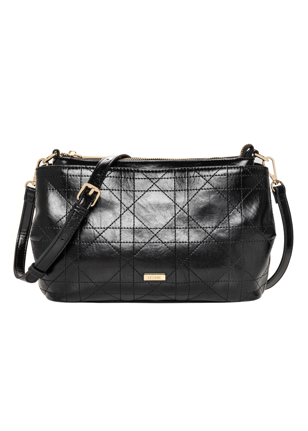 Black women's shoulder bag TOREC-1334-9F(Z26), front view on a white background.