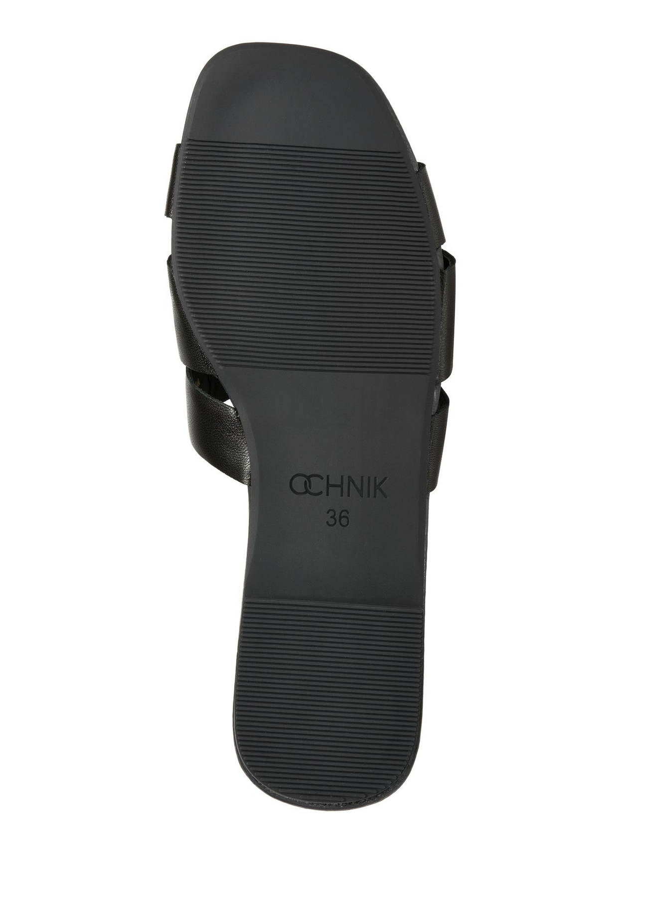 Black women's flip-flops with braid BUTYD-0904D-99(W26), view of the sole of the product on a white background.