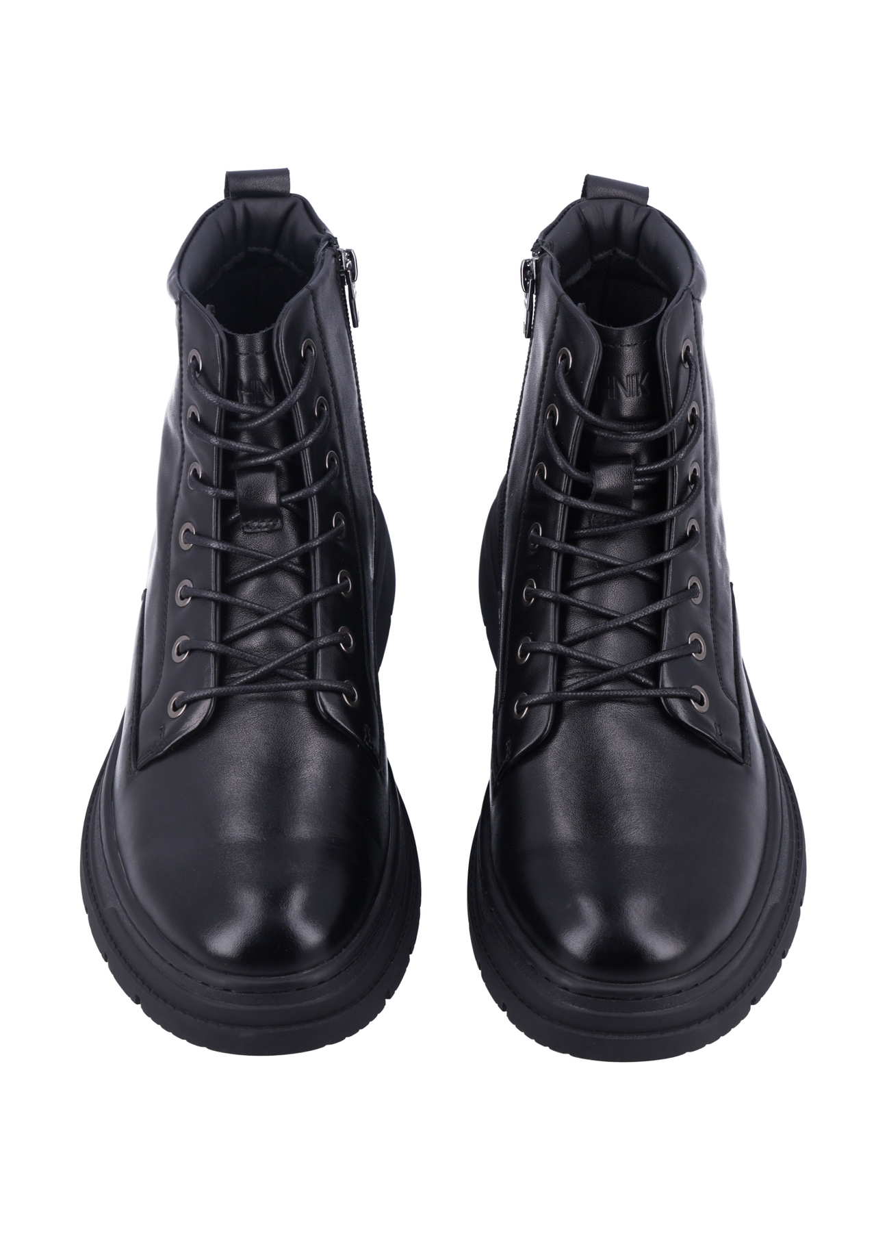 Black men's leather ankle boots BUTYM-0570-99(Z26), front product view on white background.