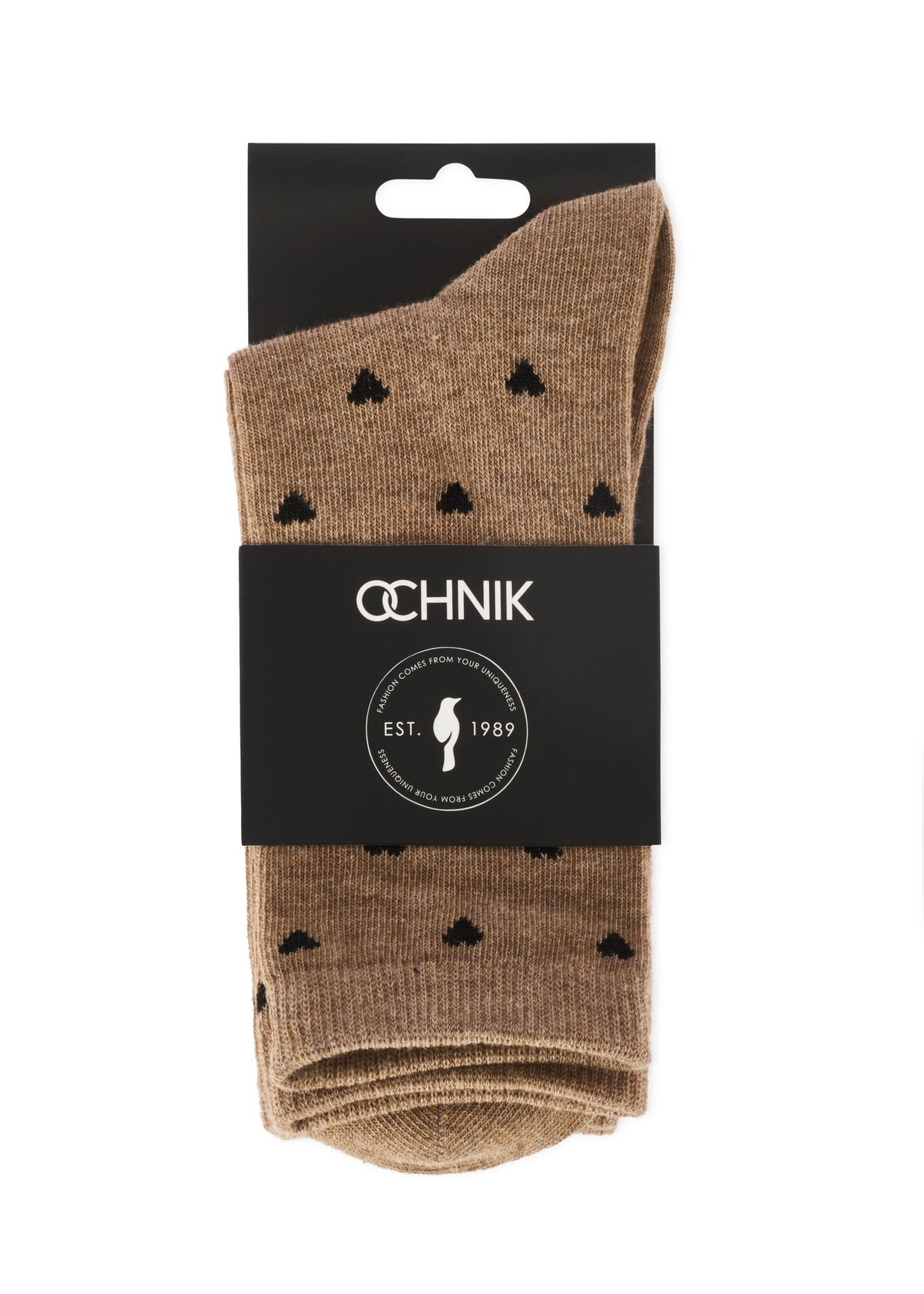 Set of beige women's socks ZESDT-0033-81(Z25), view of the product in the packaging on a white background.