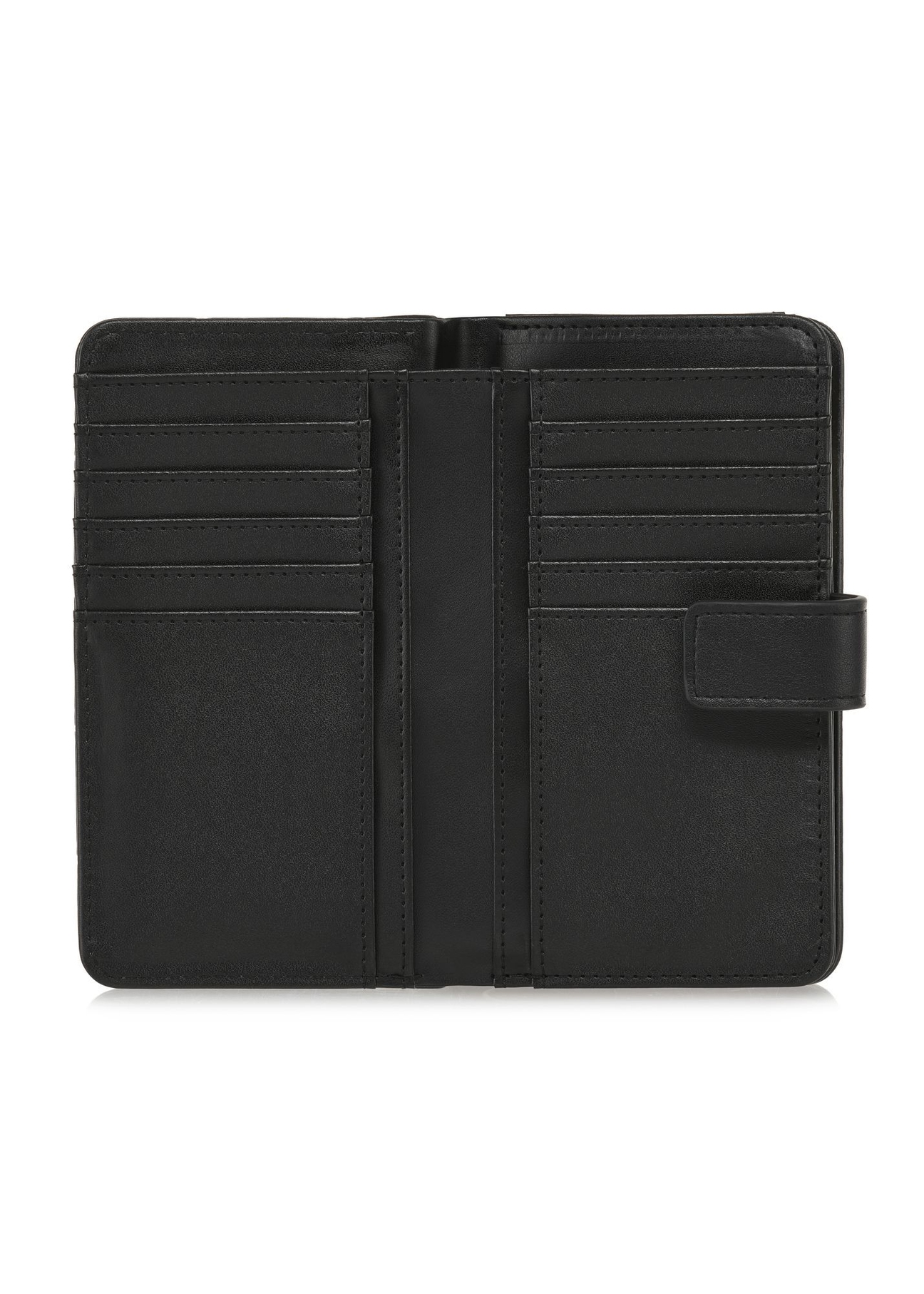 Black women's wallet with embossed pattern POREC-0391A-99(Z25), product view inside on white background.