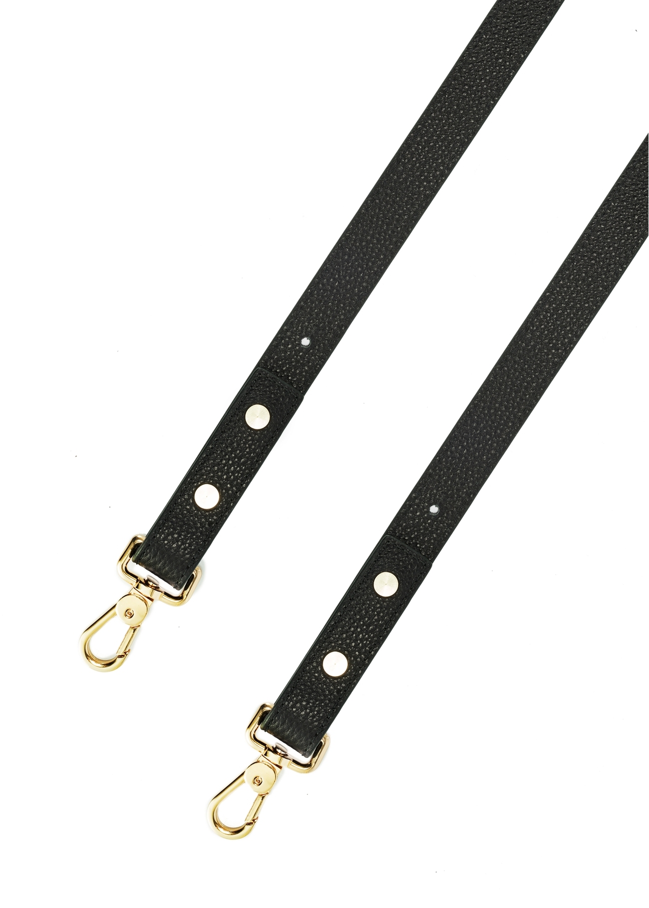 Black leather women's handbag TORES-1183-99(Z25), close-up of the product's detachable strap, view on a white background.