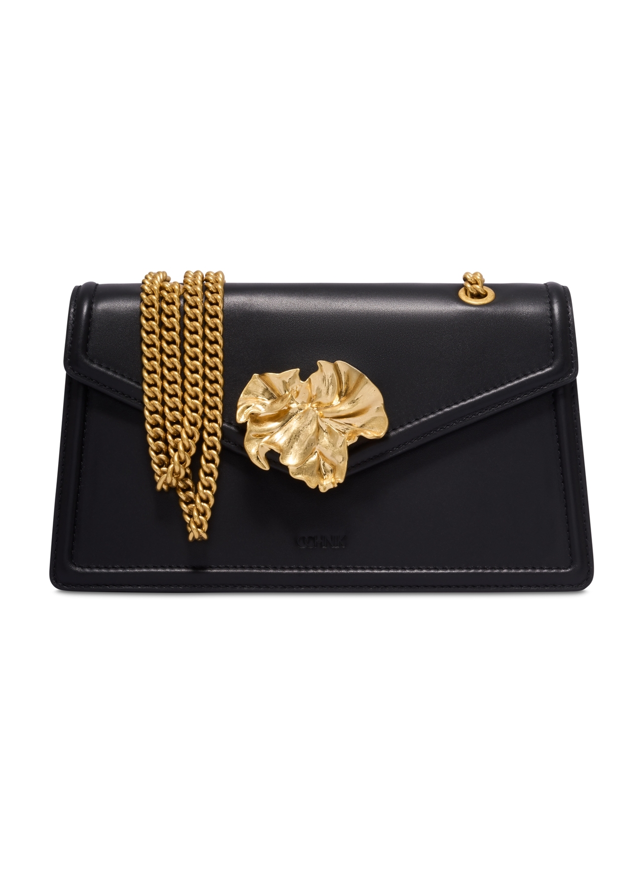 Leather black women's handbag with decorative element TORES-1394-99(Z26) - front product view, on a white background.