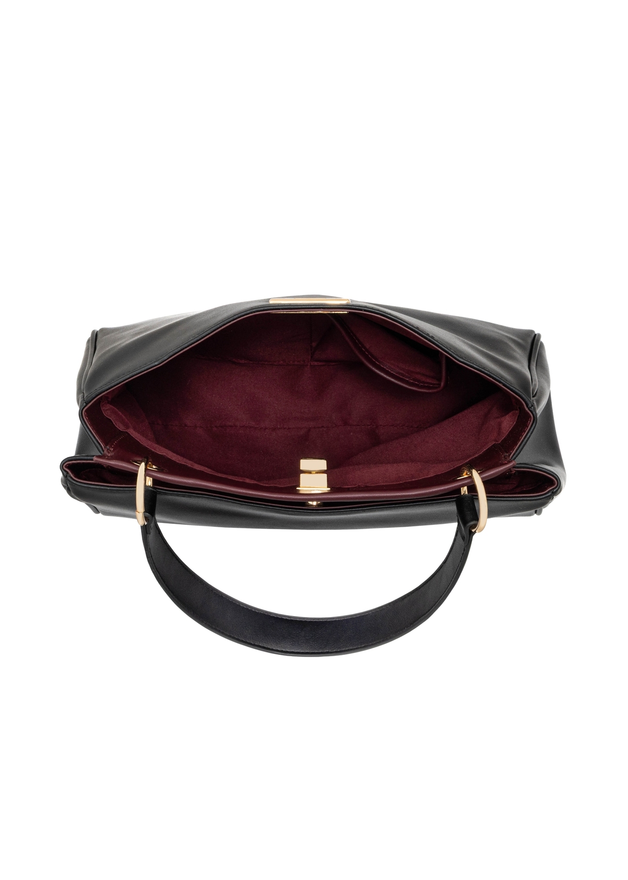 Black women's shoulder bag TOREC-1376-99(Z26), product view from above on a white background.