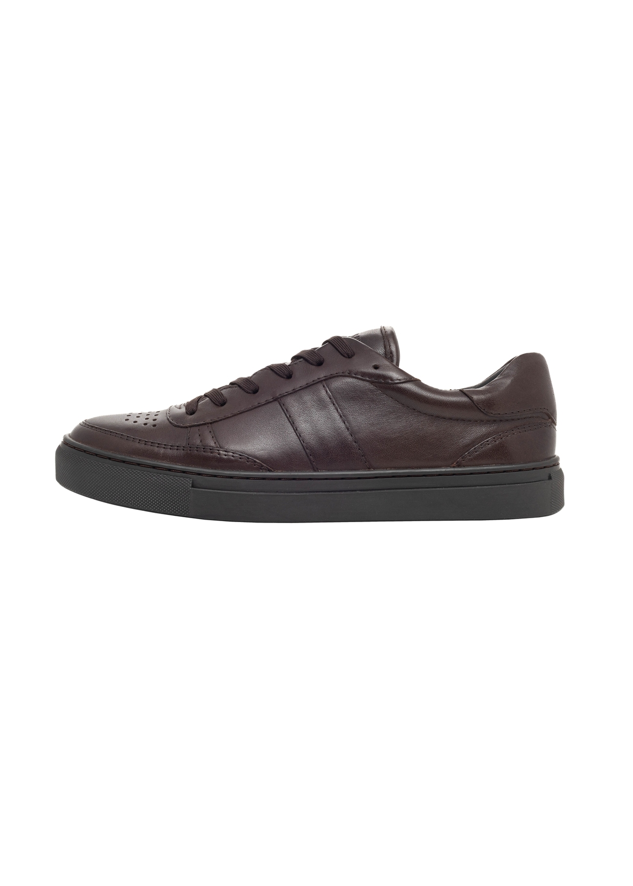Women's leather sneakers in dark brown color BUTYD-1294-1I(Z26)