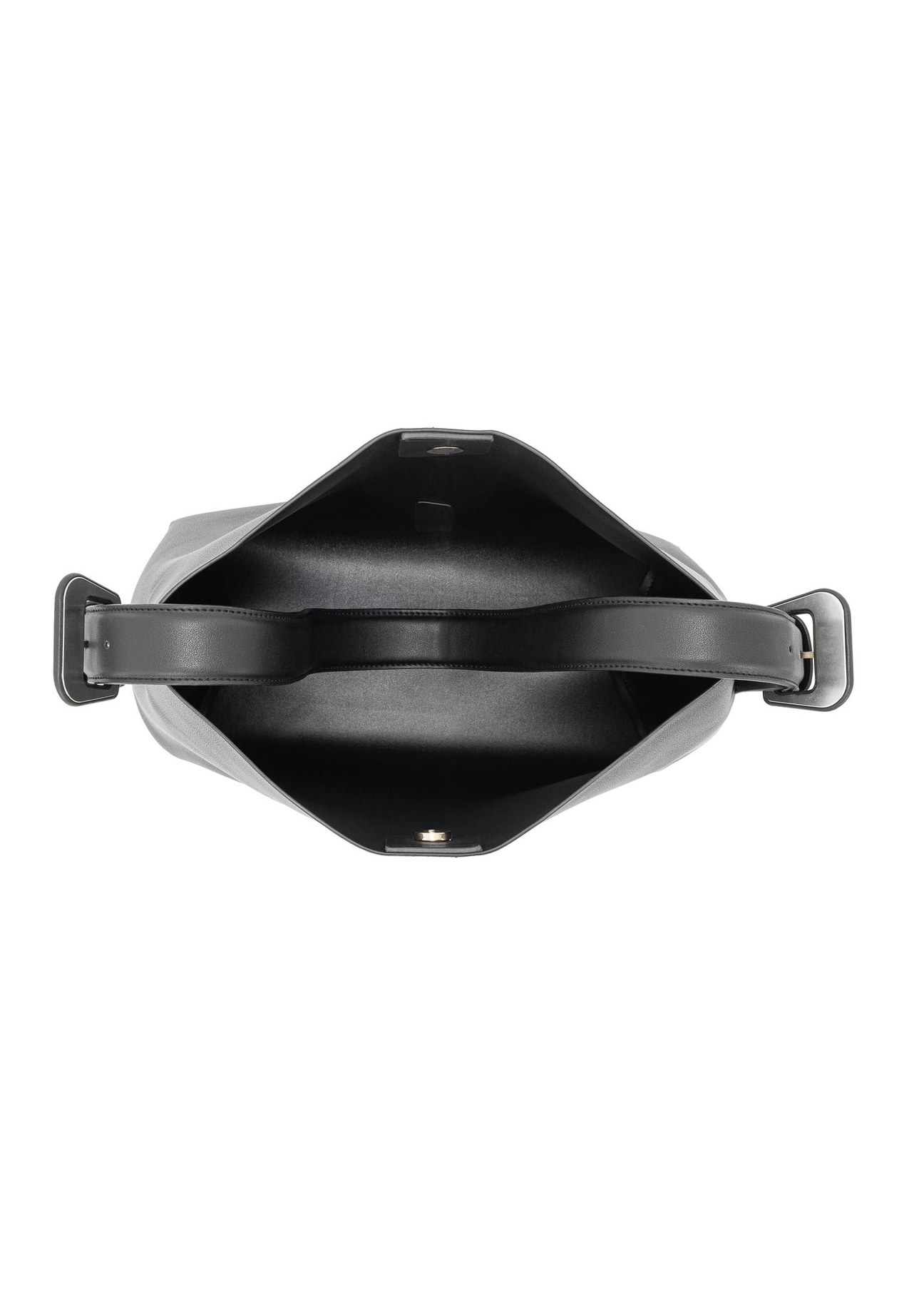 Black imitation leather shopper bag TOREC-0903-99(W24)-05