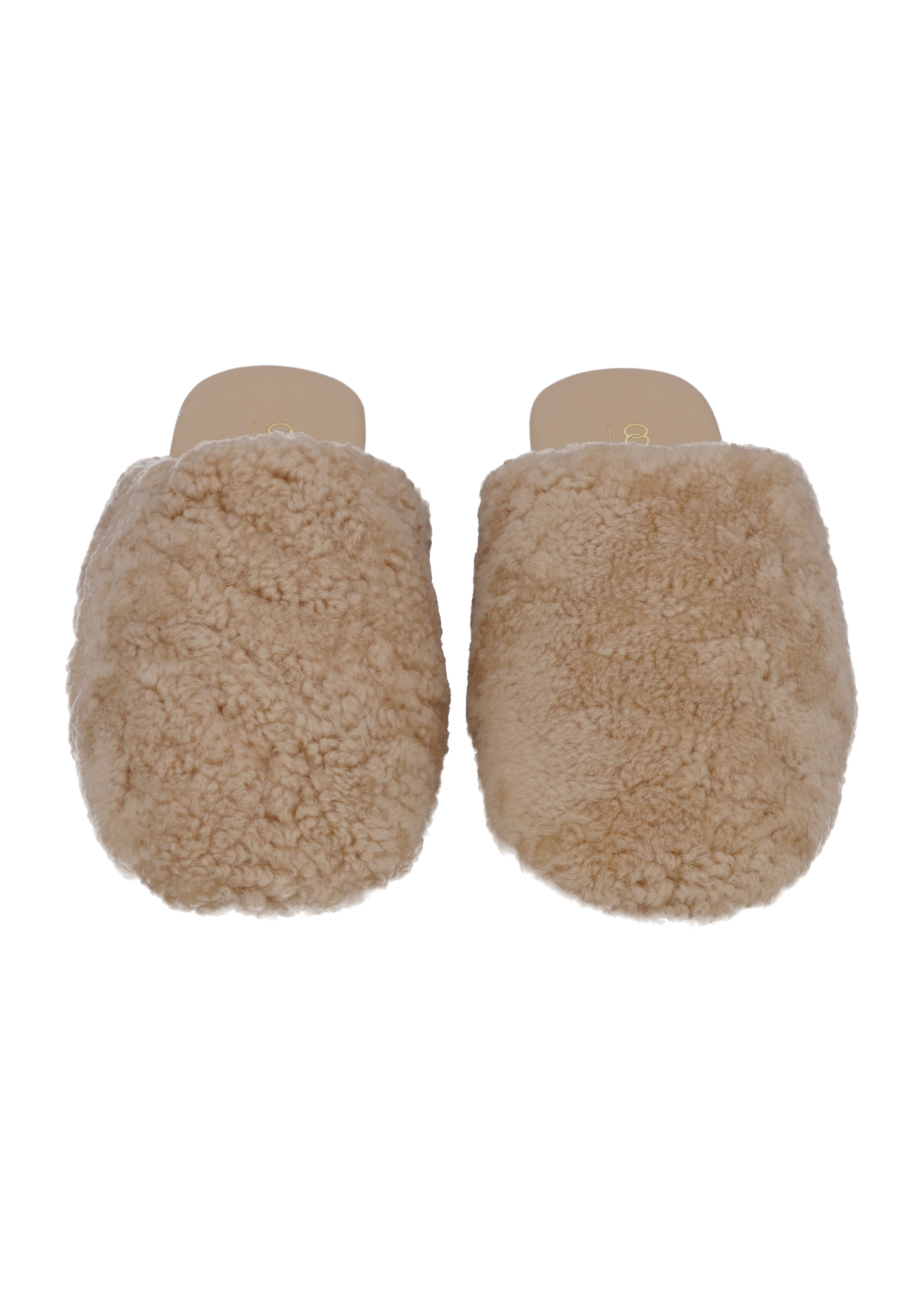 Beige women's wool slippers BUTYD-1318-1B(Z26), front view of the product on a white background.