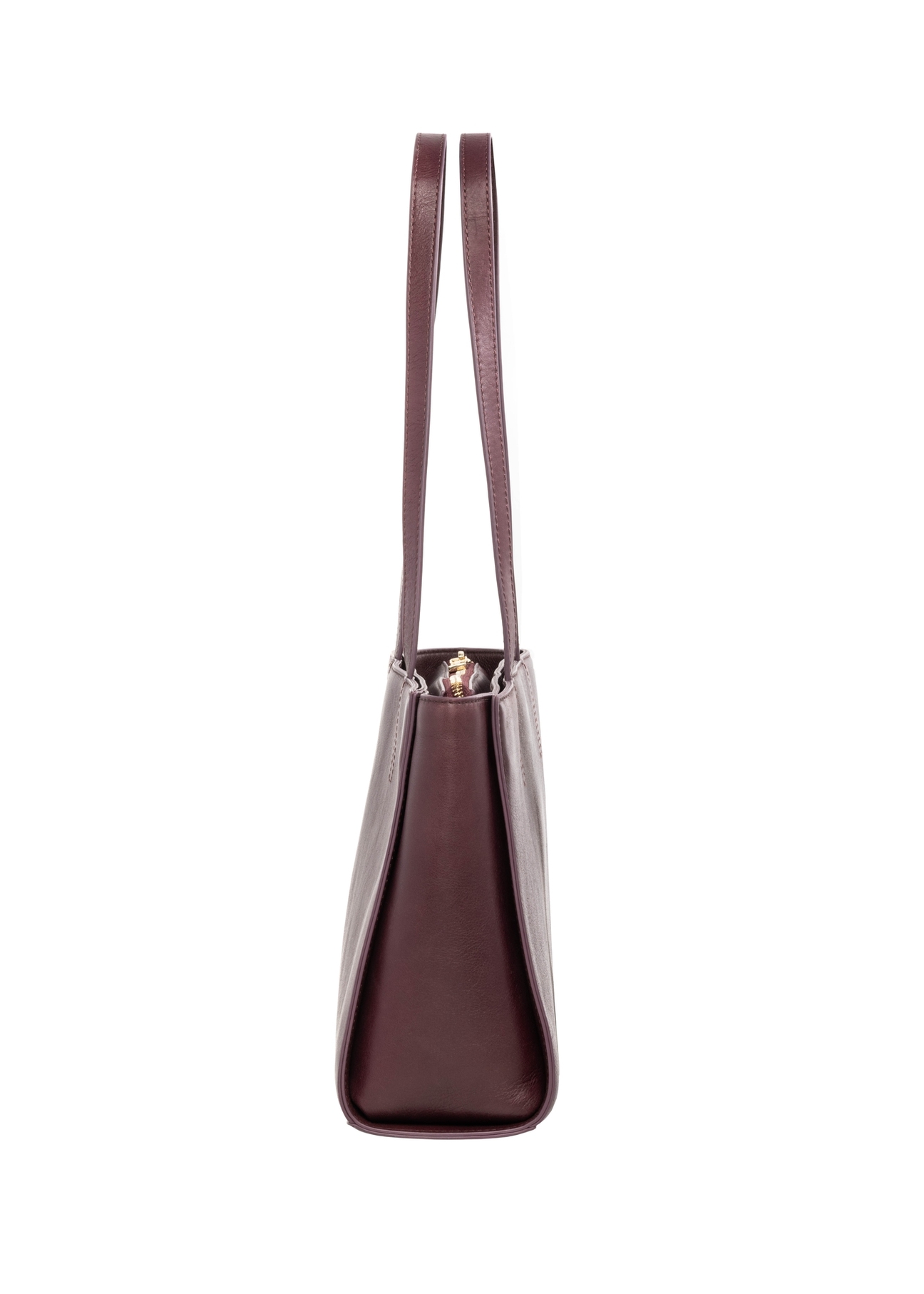 Burgundy leather women's laptop bag TORES-1343-4D(Z26), product view from the side on a white background.