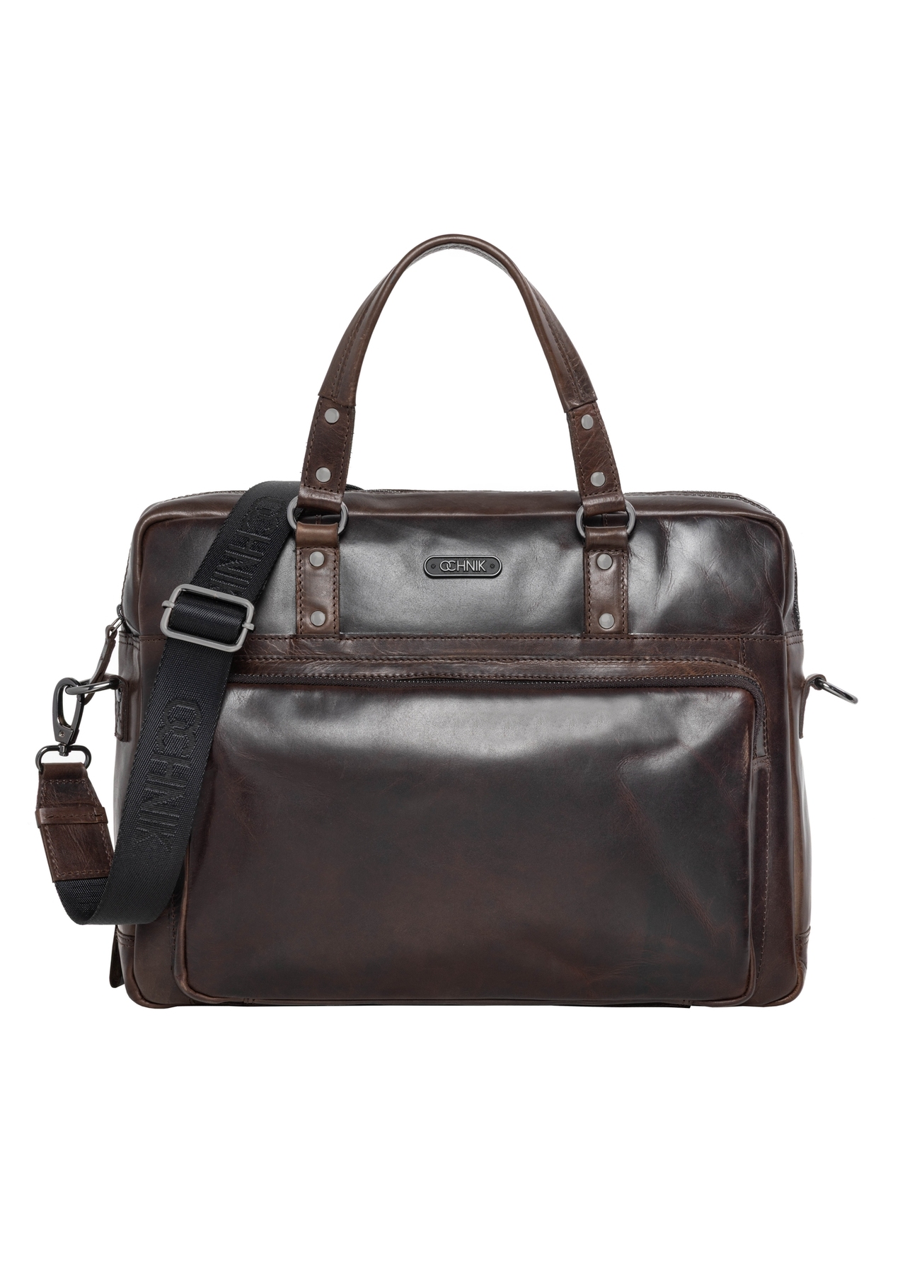 Brown leather men's bag TORMS-0542-1I(Z26), front product view on white background.