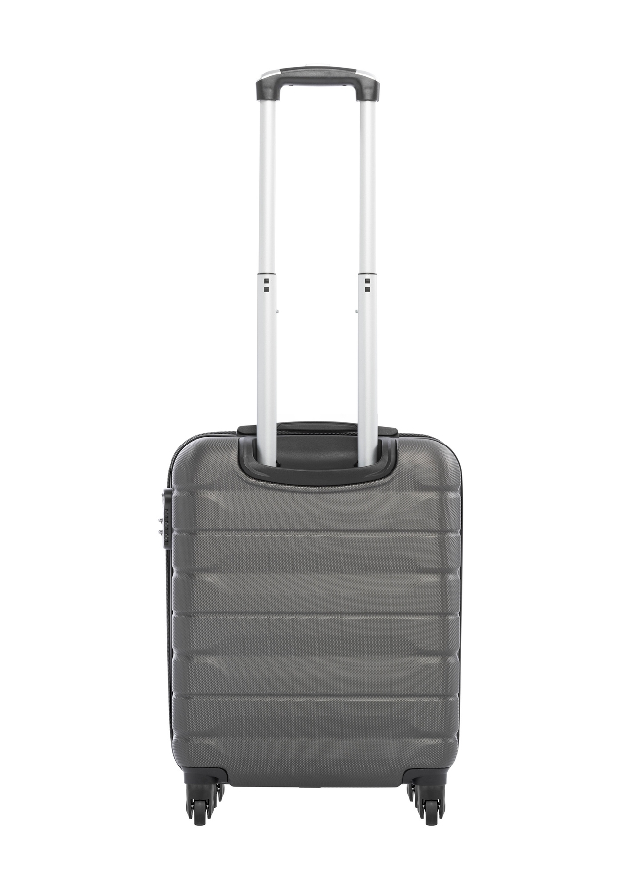Small suitcase on wheels WALAB-0067-9B-19(W26), product view from the back on a white background.