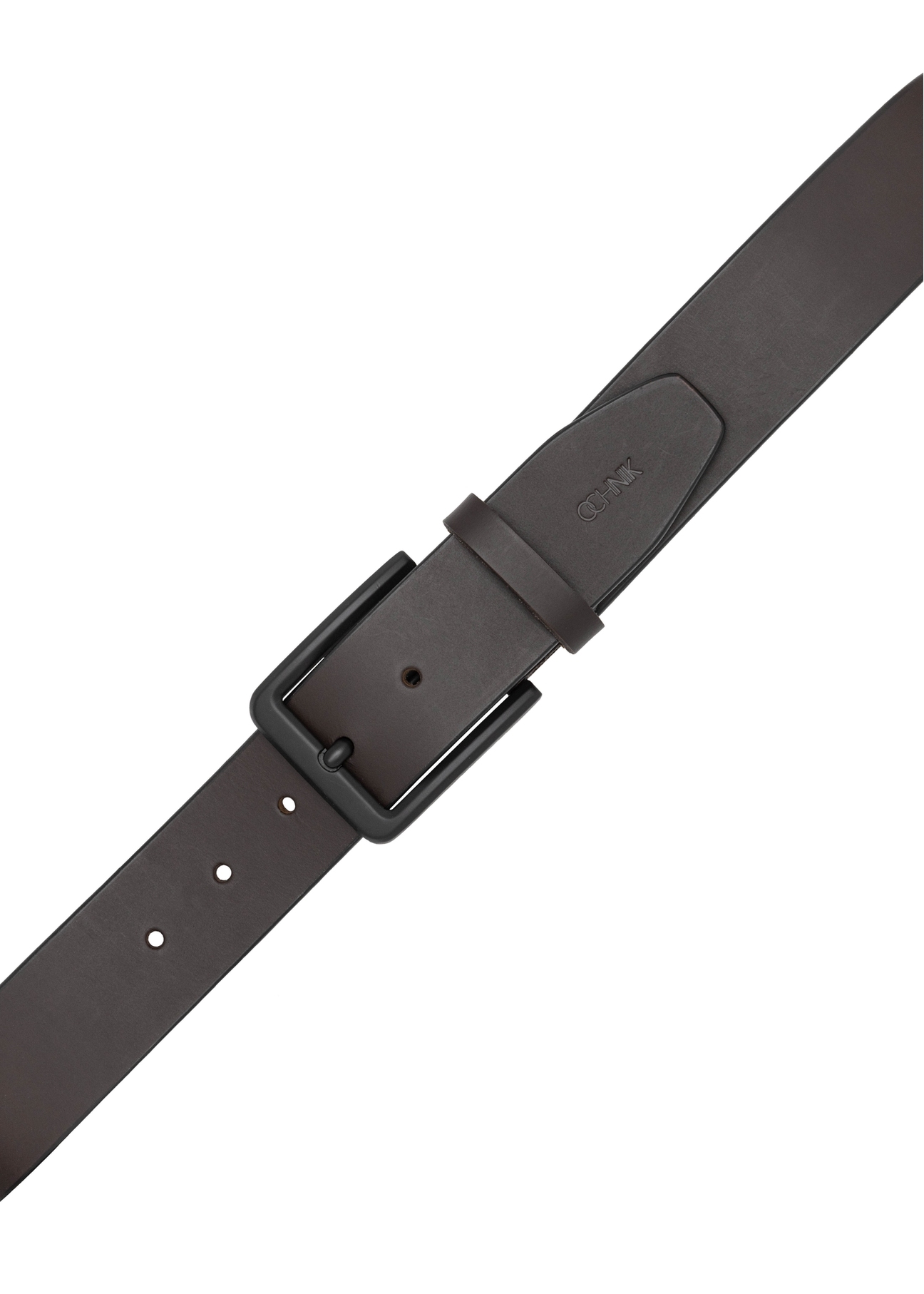 Men's brown leather belt PASMS-0280-1H(W26) - product view from above, on white background.