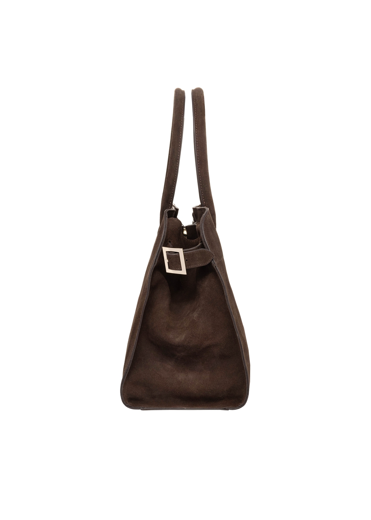 Dark brown leather shopper bag TORES-1412-1H(Z26). Side view on a white background.