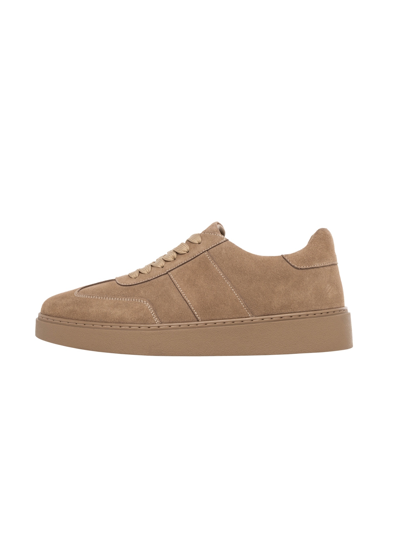 Beige suede men's shoes BUTYM-0564-1K(Z26), side view of the product on a white background.