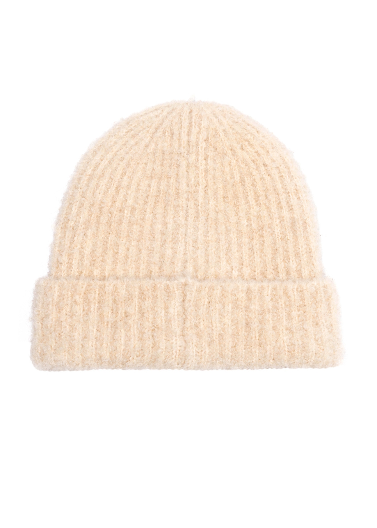 Cream-colored women's hat with a wool blend CZADT-0228-0C(Z26), rear view of the product on a white background.