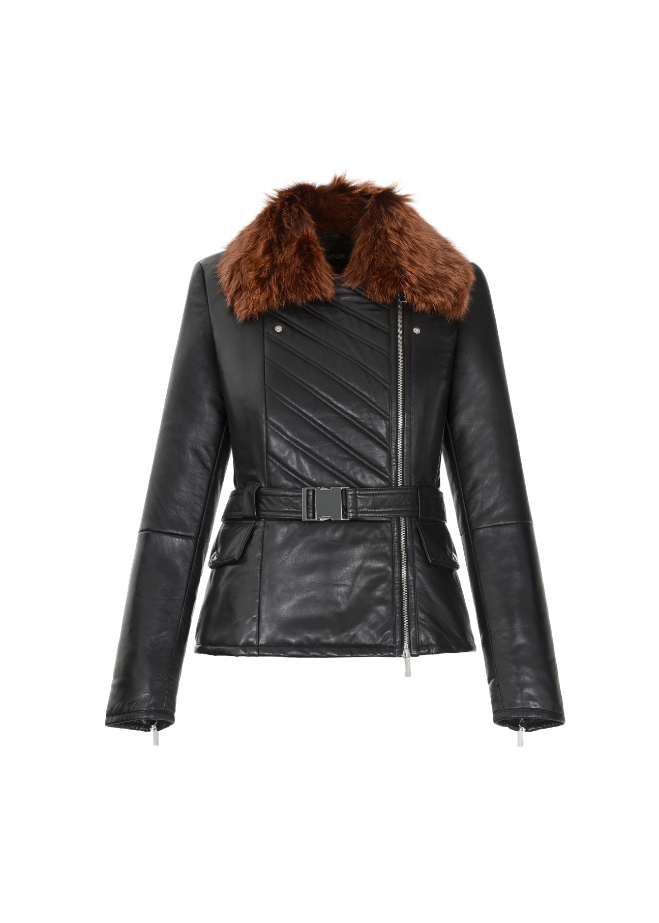 Women's leather jacket with belt KURDS-0251-2038(Z20)-05