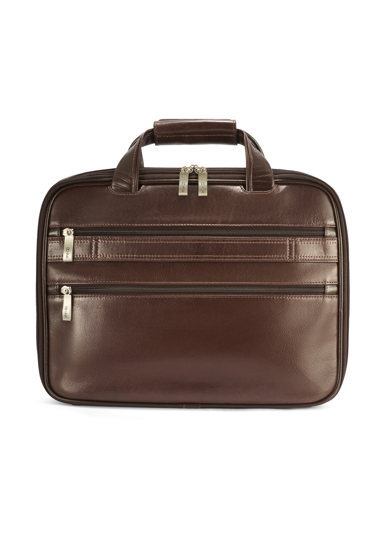Brown leather men's bag TORMS-0483-89(Z25), product view from the back on a white background.