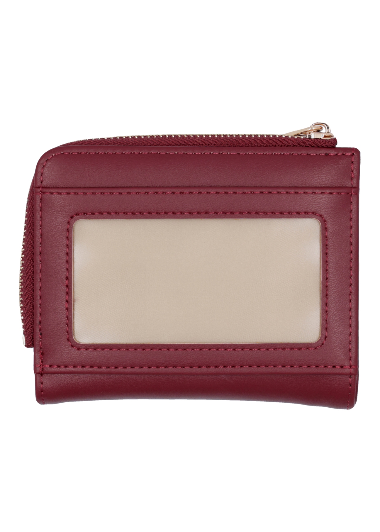 Burgundy small women's wallet POREC-0400A-4D(Z26) - product view from the back, on a white background.