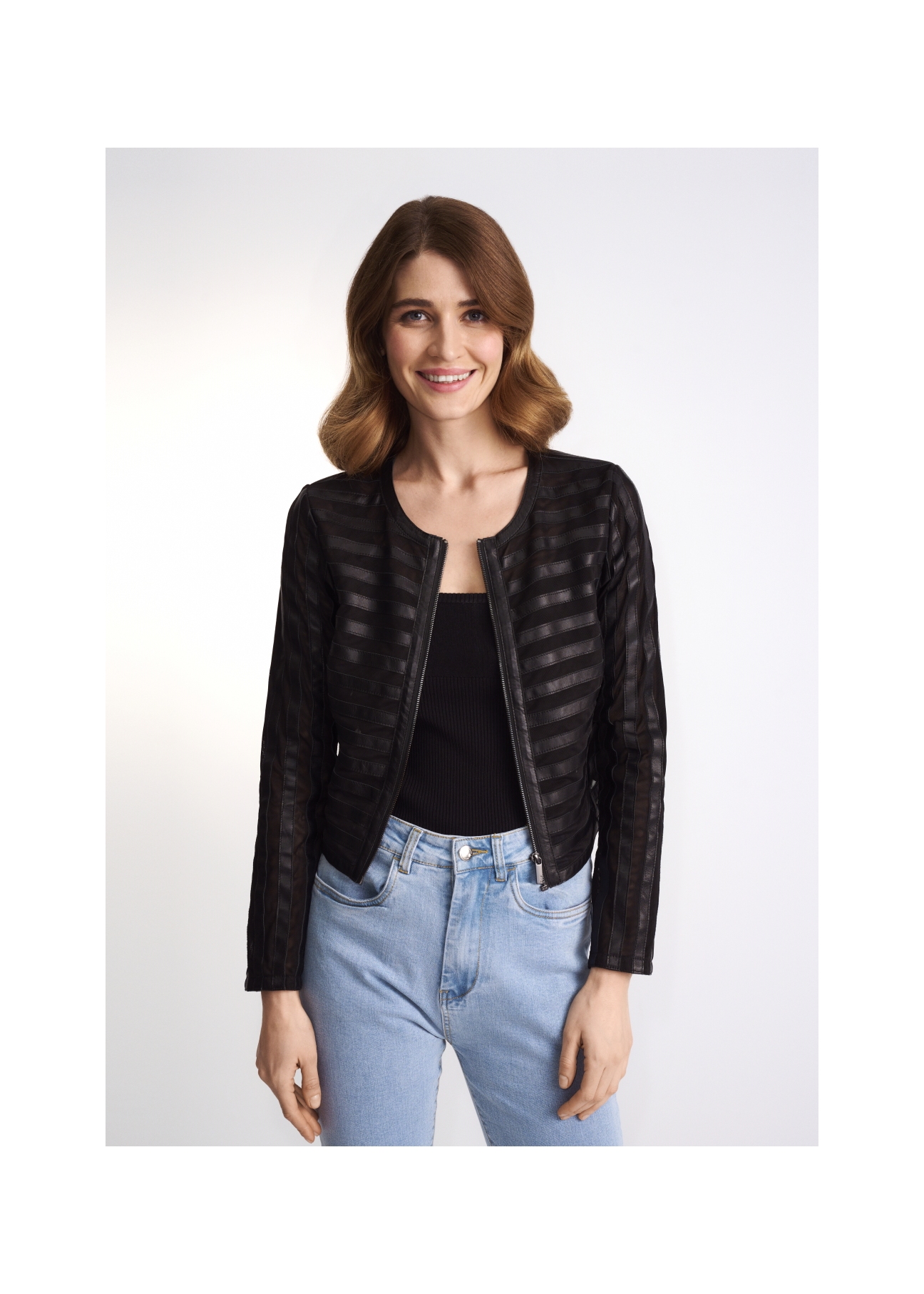 Women's leather transitional jacket KURDS-0319-5426(W22)-01