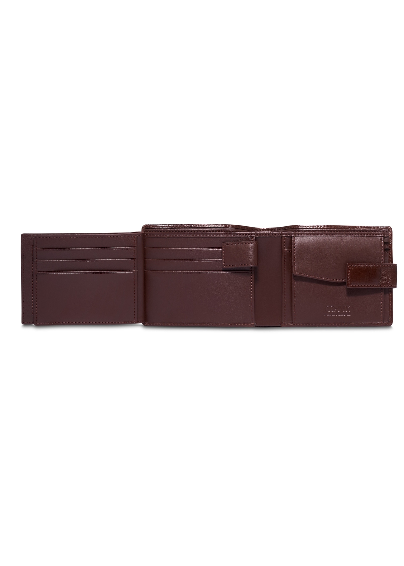 Men's brown leather wallet PL-191-1H(KS), product view inside on white background.