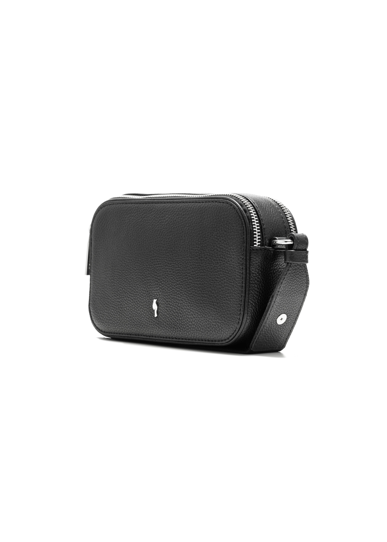 Black leather mini women's handbag TORES-1198-99(Z25), diagonal view of the product on a white background.