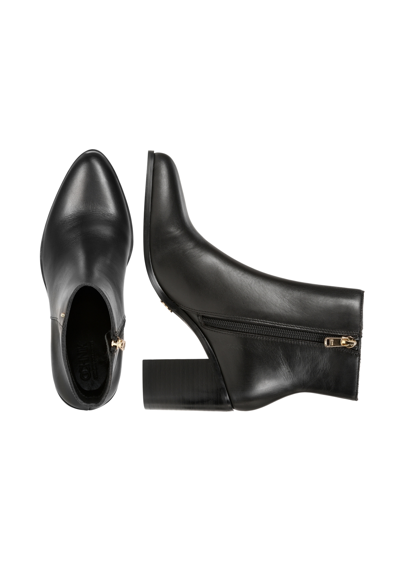 Black leather women's ankle boots BUTYD-1213-99(Z25)