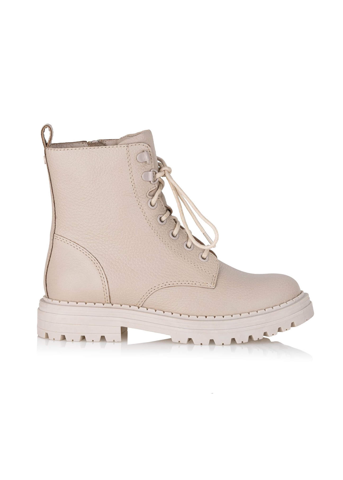 Beige leather women's ankle boots BUTYD-1015A-80(Z24)-02
