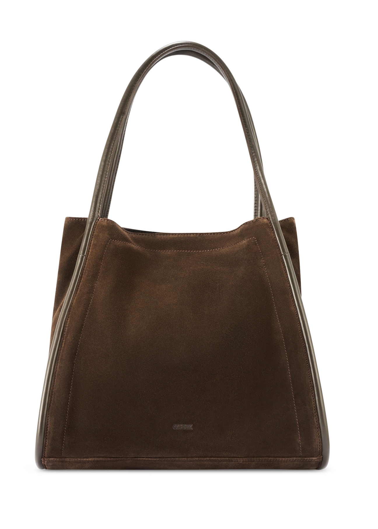 Brown suede large women's handbag TORES-1250-1I(W26) - front product view, on white background.