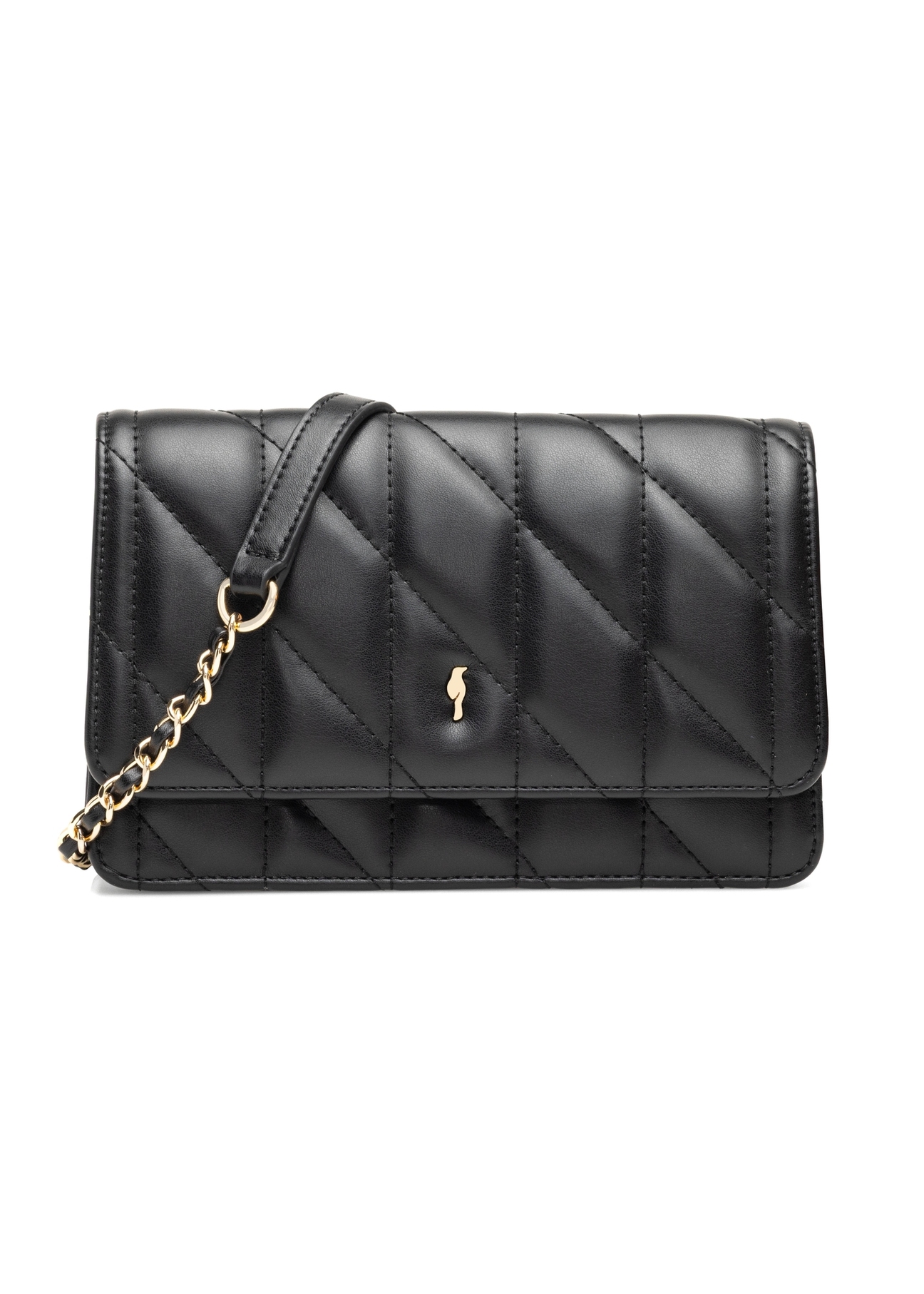 Small quilted women's handbag in black TOREC-1150-99(W26), product view from the front on a white background.
