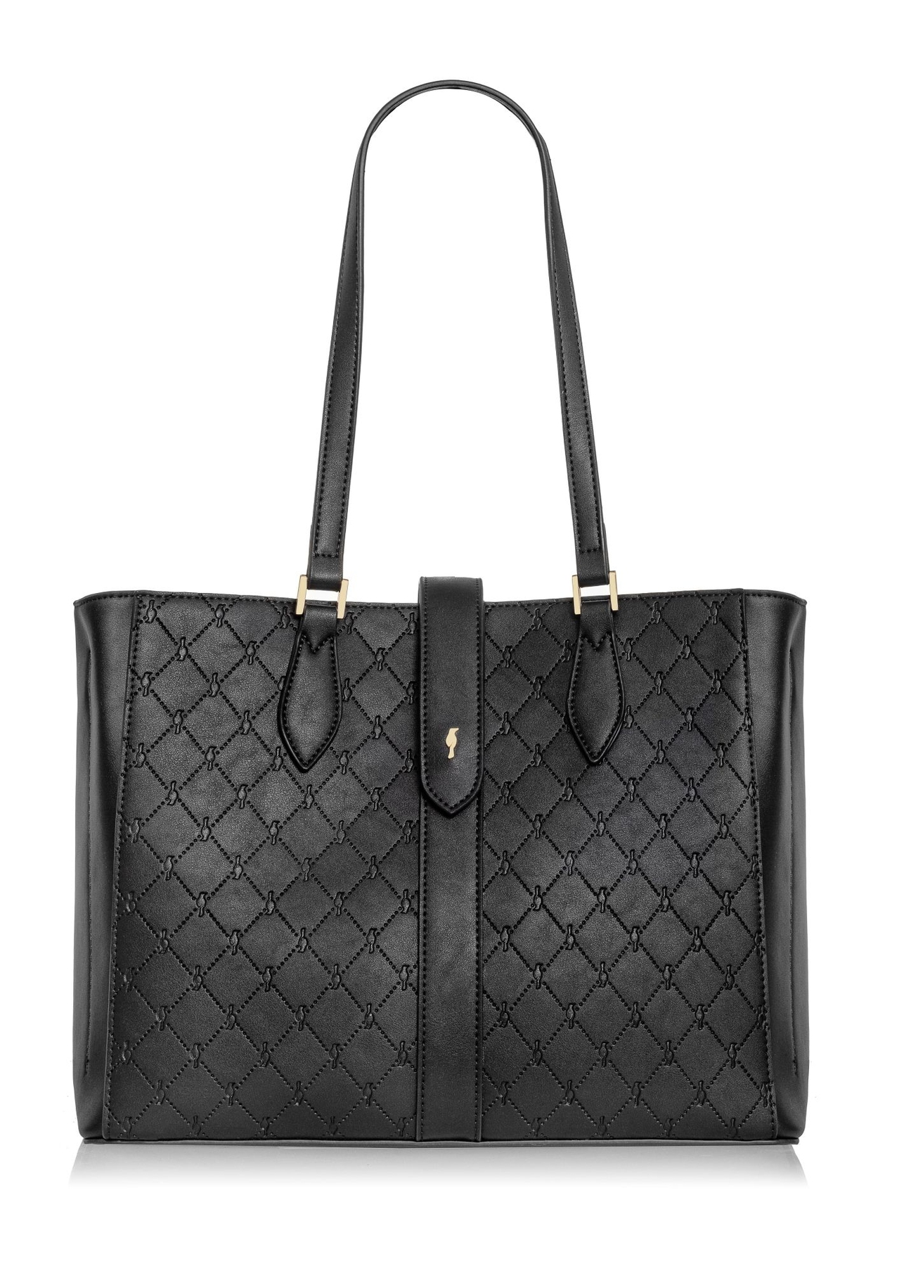 Black women's handbag with monogram TOREC-0831A-98(Z25) - front product view on white background.