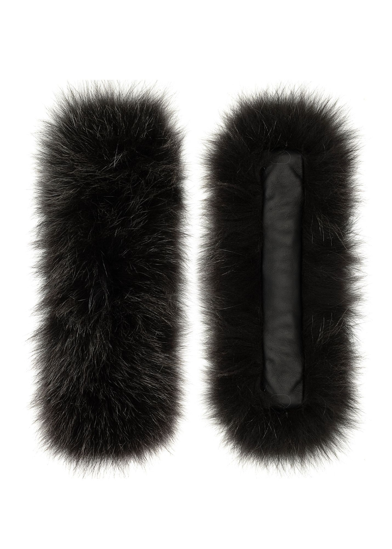 Natural fur cuffs MANDF-0003-95(Z25) - unfolded product view from above on a white background.